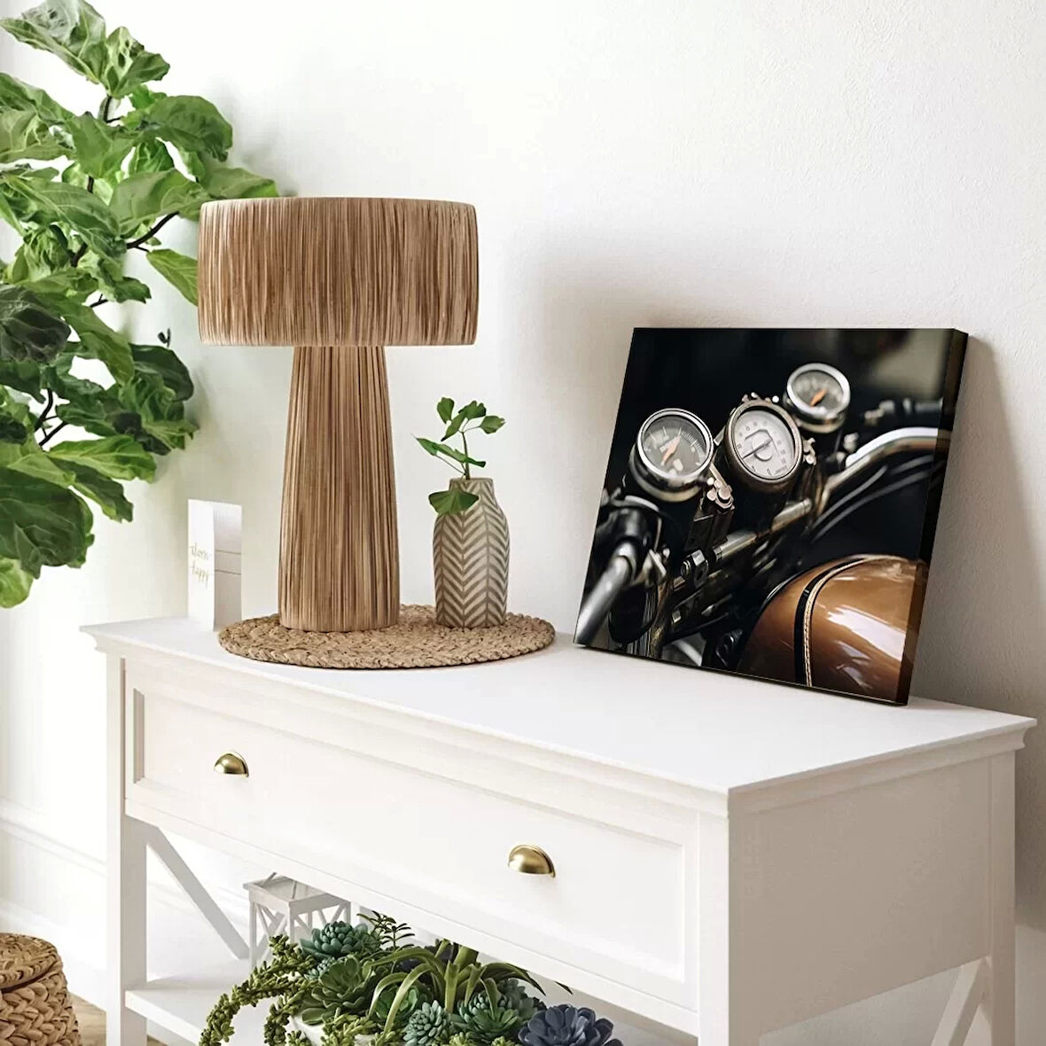 Motosiklet Gösterge Yatay Kanvas Tablo