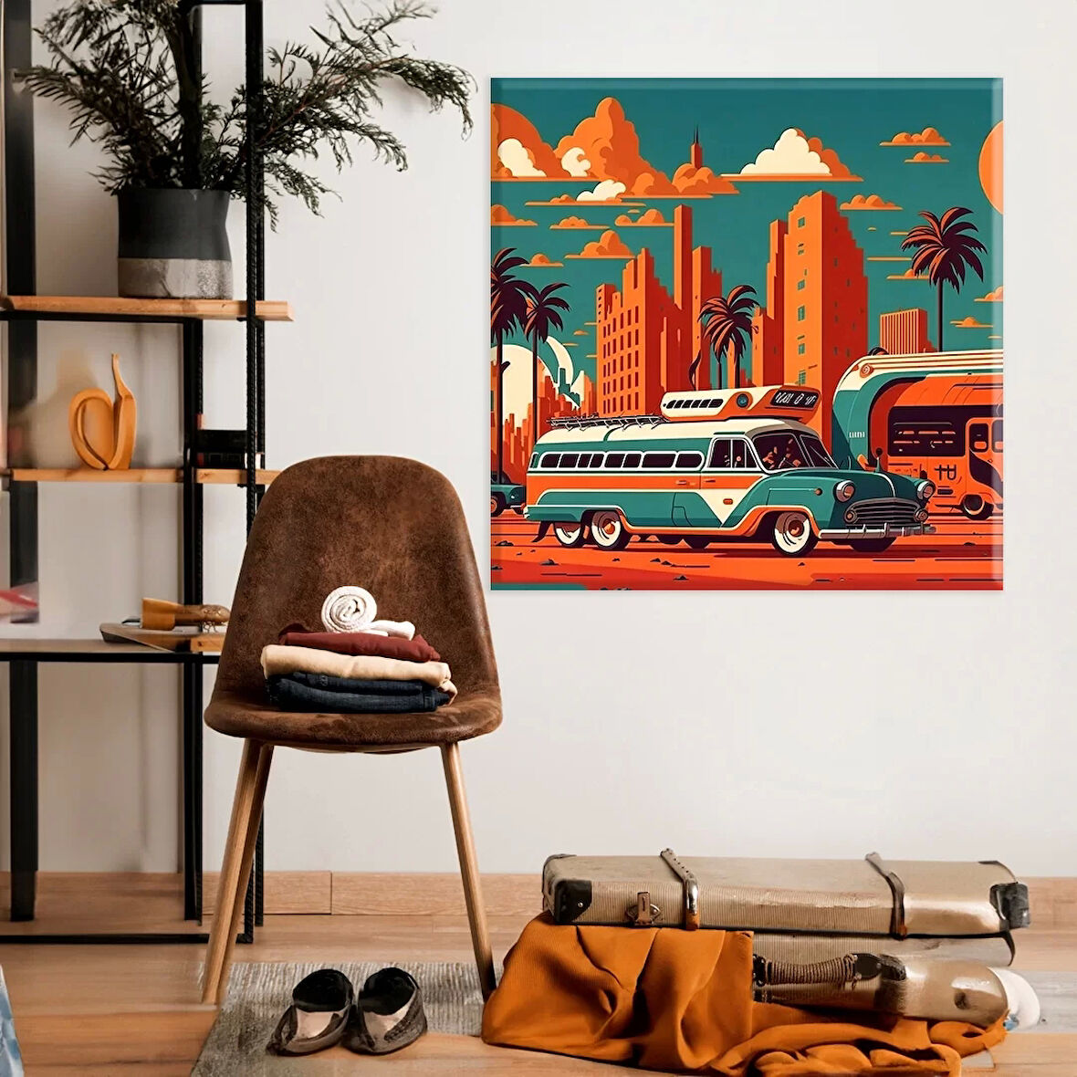 Klasik Araba Gösterisi Kanvas Tablo