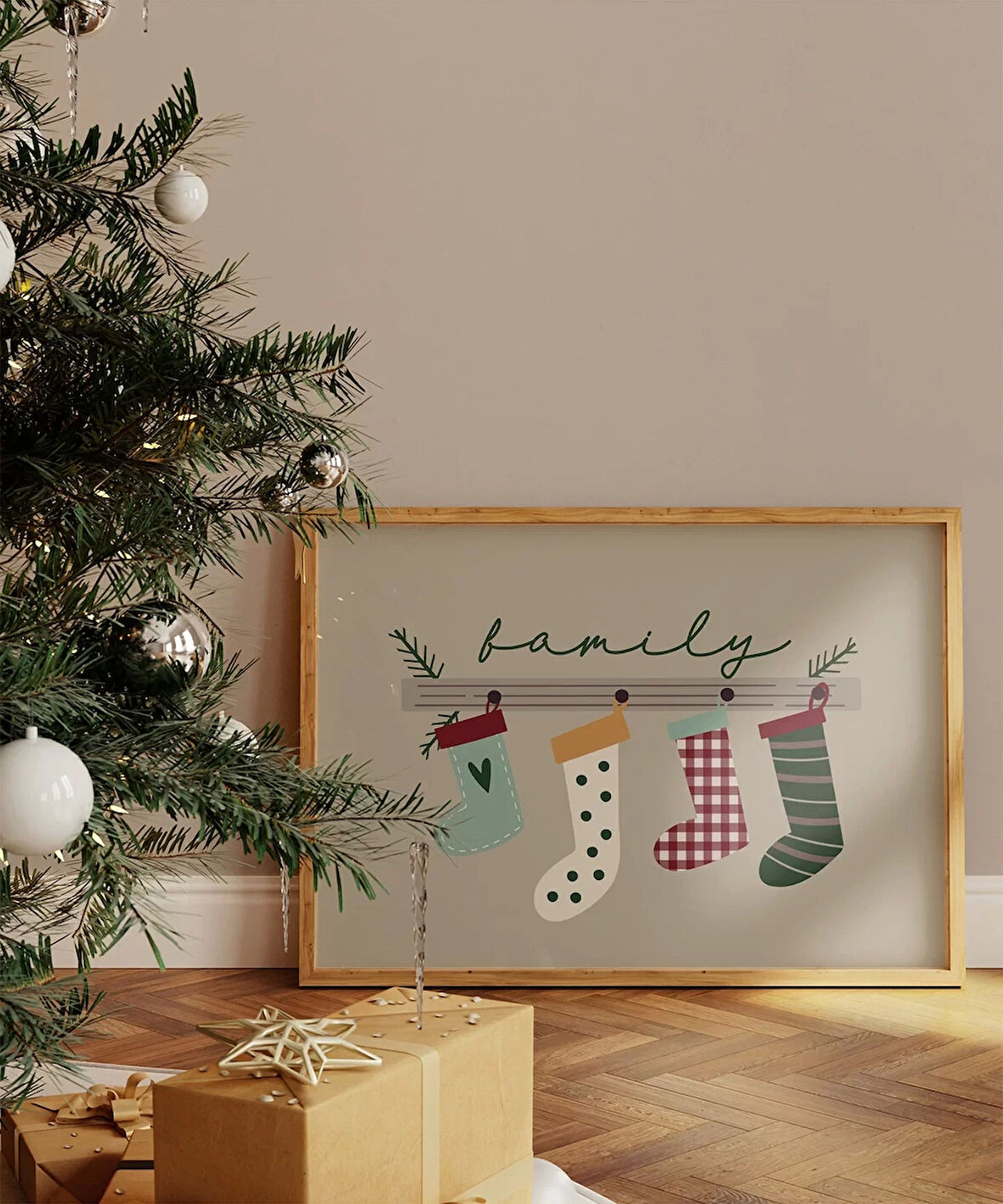 Çerçevesiz Poster Aile ile Yılbaşı Mutluluğu