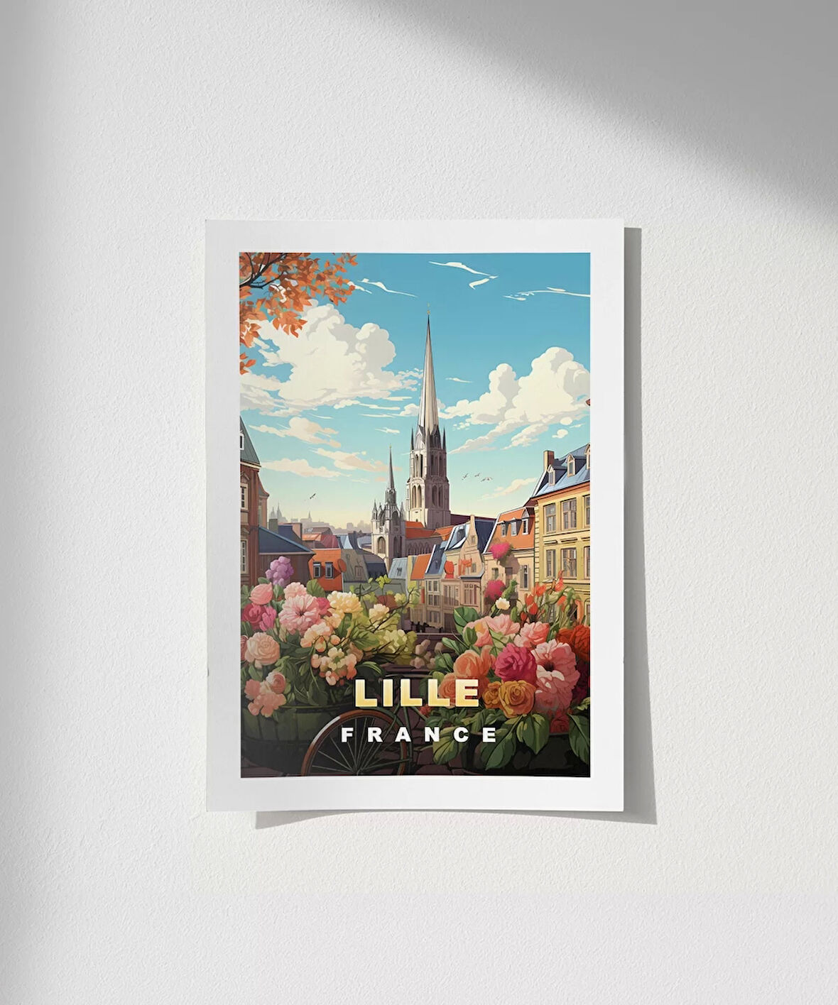Çerçevesiz Poster Romantik Lille Manzarası Sanat
