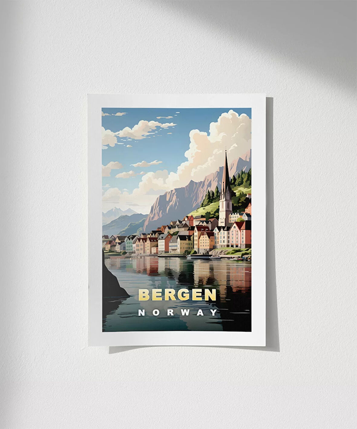 Çerçevesiz Poster Bergen’in Renkli Evleri