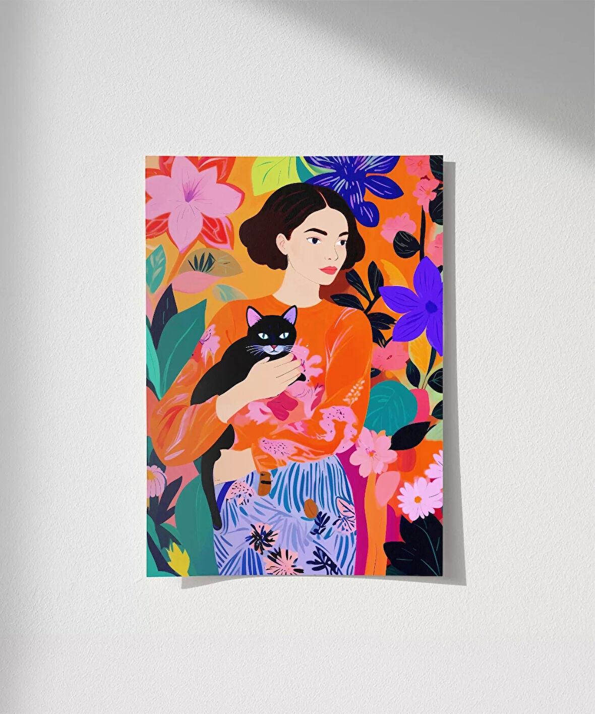 Çerçevesiz Poster Siyah Kedinin Bahçesi