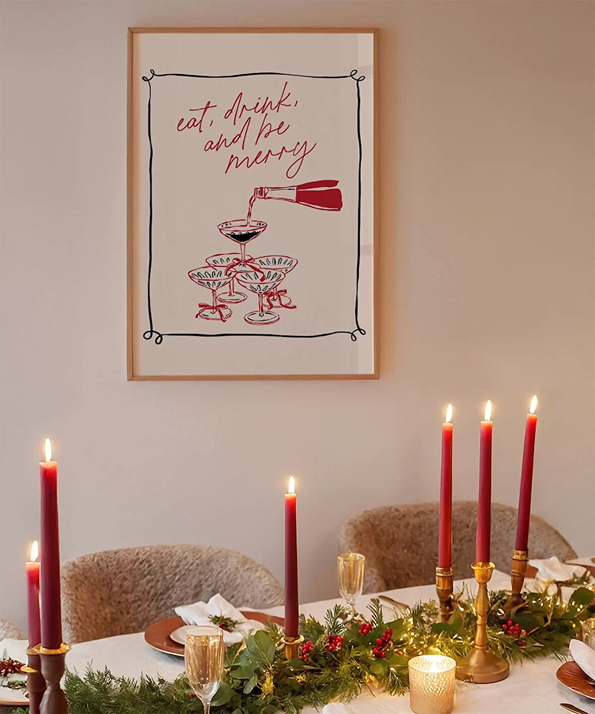 Çerçevesiz Poster Şık Yılbaşı Sofrası