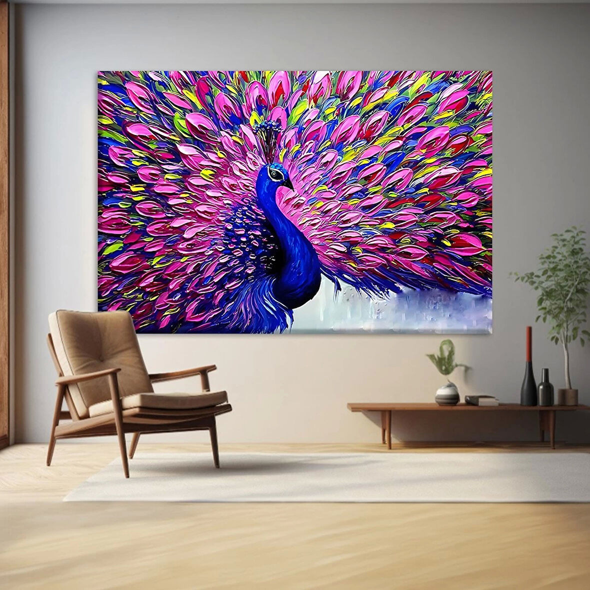 Tavus Kuşu Zarafeti Kanvas Tablo