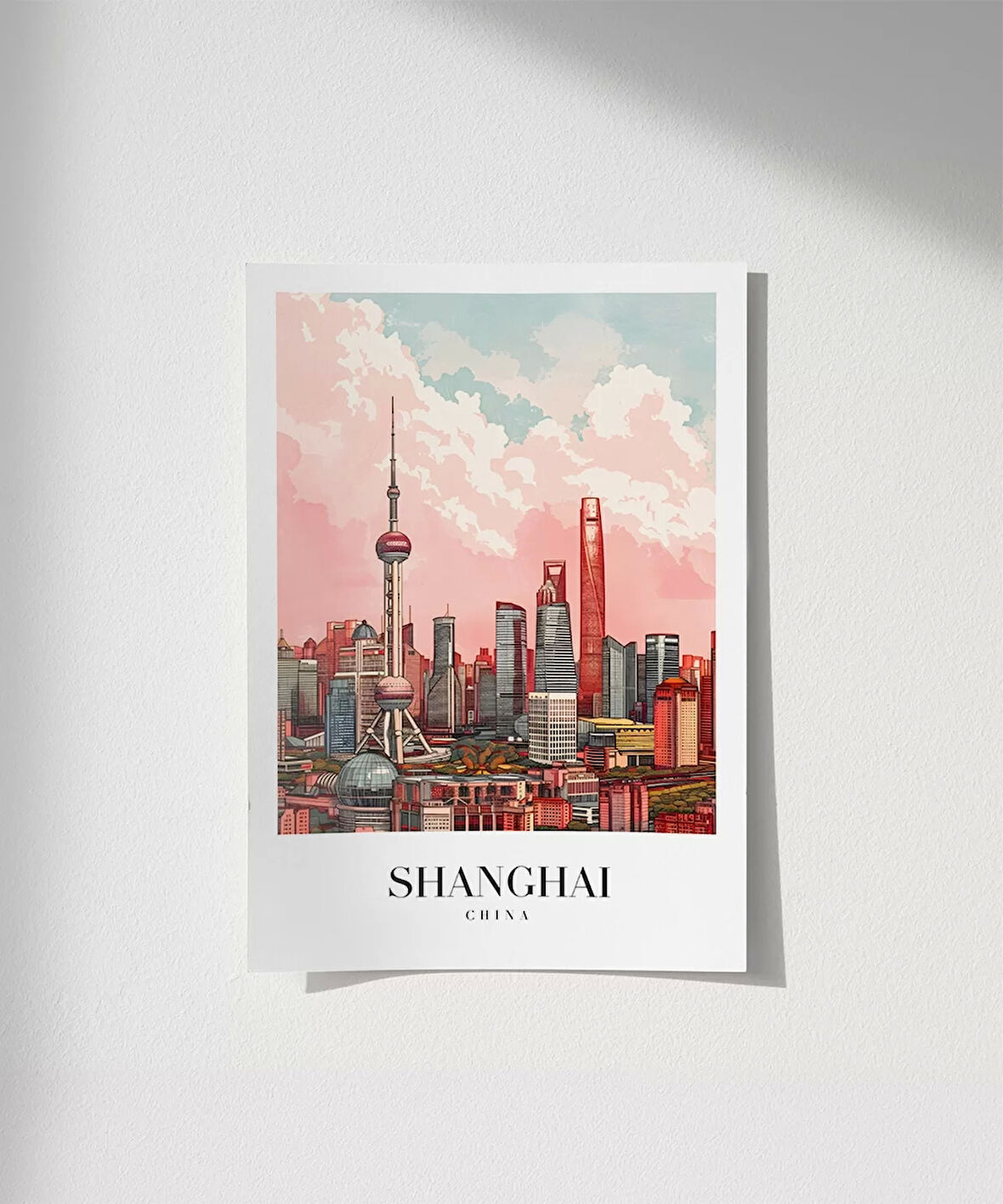 Çerçevesiz Poster Shanghai Gökyüzüne Yükselen Şehir