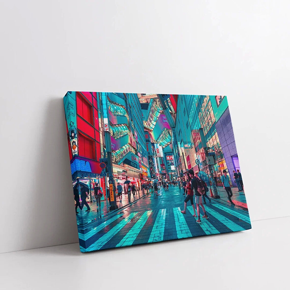 Neon Şehir Yaşamı Kanvas Tablo