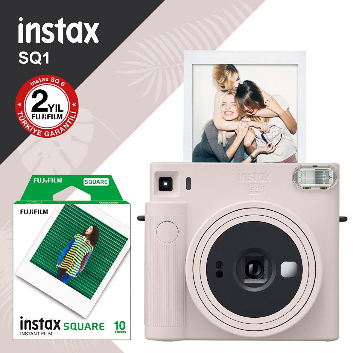 Instax SQ1 Beyaz Fotoğraf Makinesi ve 10lu Kare Film