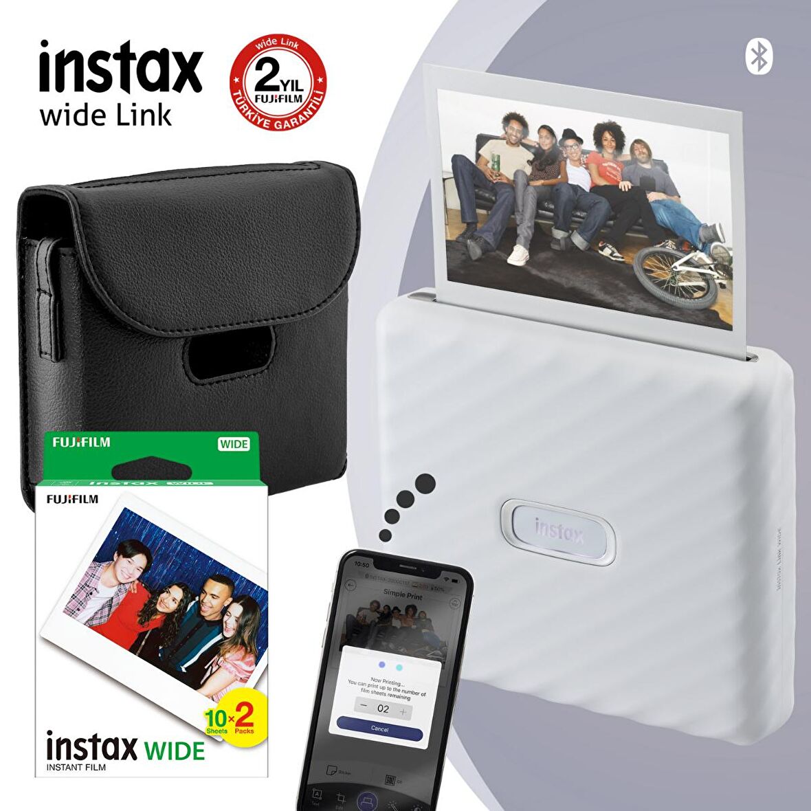 Instax Wide Link Beyaz Akıllı Yazıcı ve Çantalı Hediye Seti 4