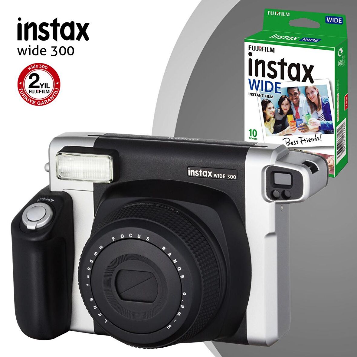 Instax Wide 300 Siyah Fotoğraf Makinesi ve 10'lu Film