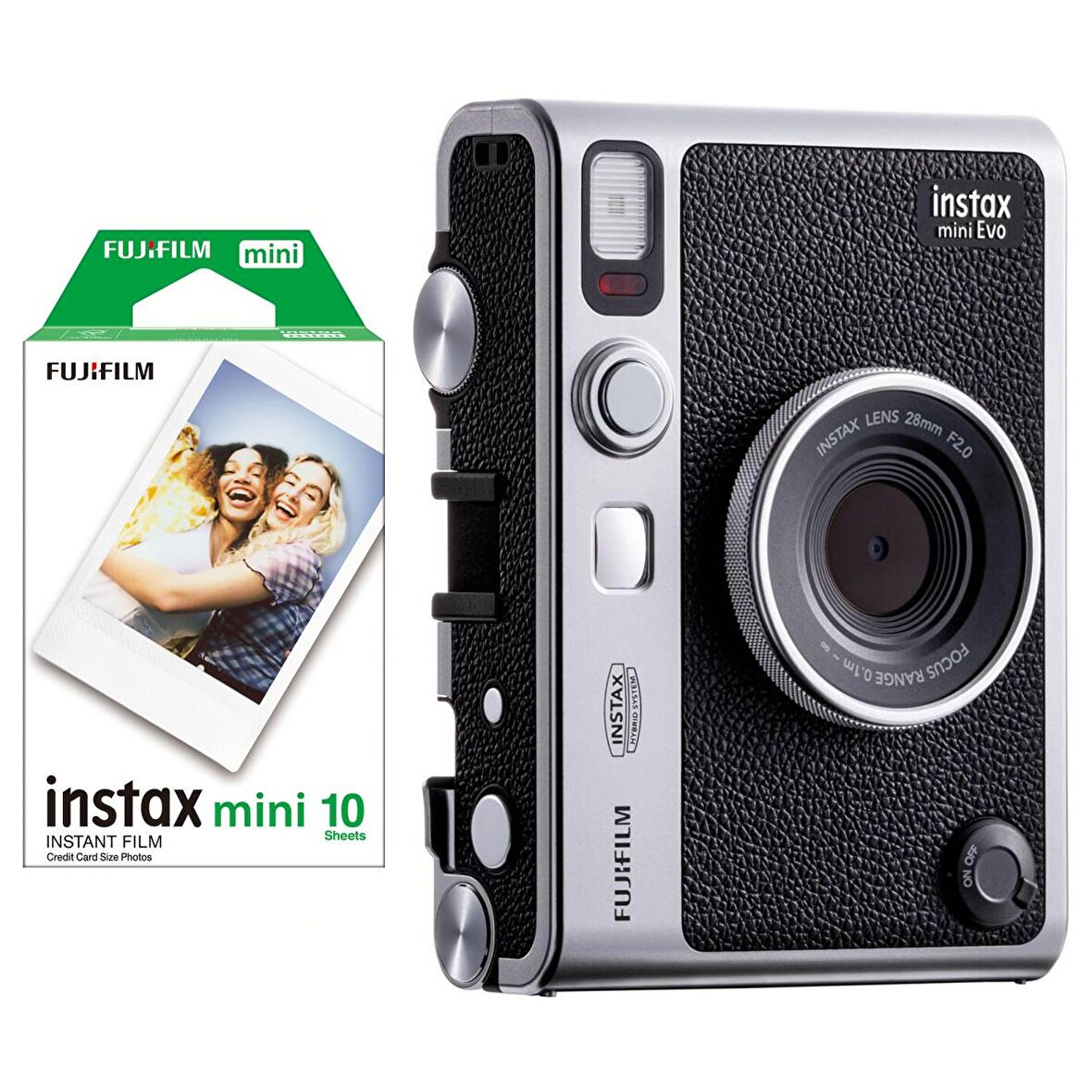 Instax Mini Evo Siyah Fotoğraf Makinesi ve 10'lu Film