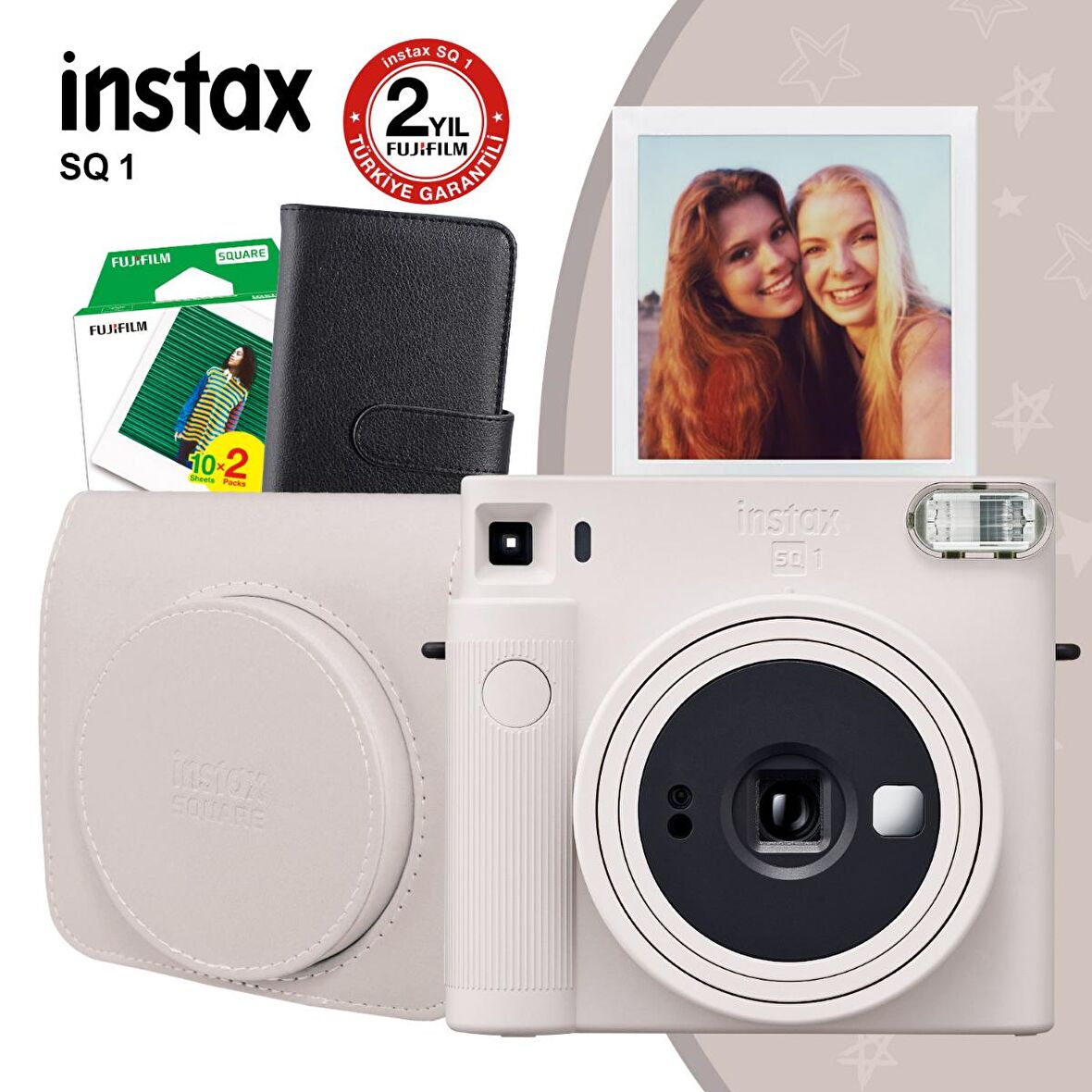 Instax SQ1 Beyaz Fotoğraf Makinesi ve Hediye Seti 1