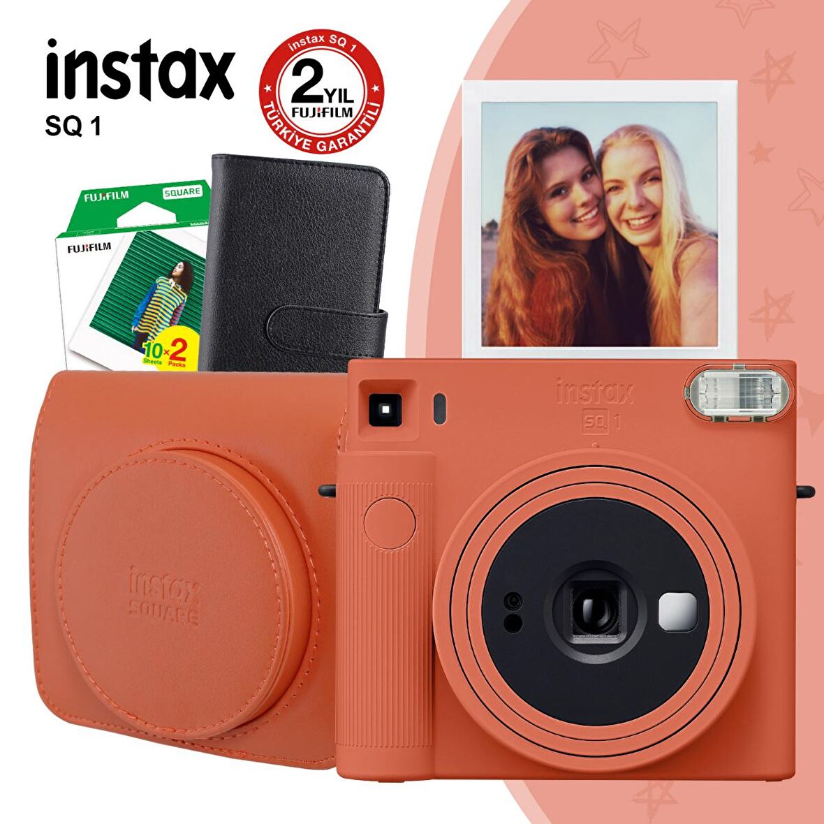 Instax SQ1 Terracotta Turuncu Fotoğraf Makinesi ve Hediye Seti 1