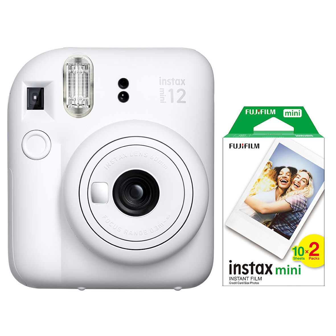 Instax mini 12 Beyaz Fotoğraf Makinesi ve 20'li mini Film