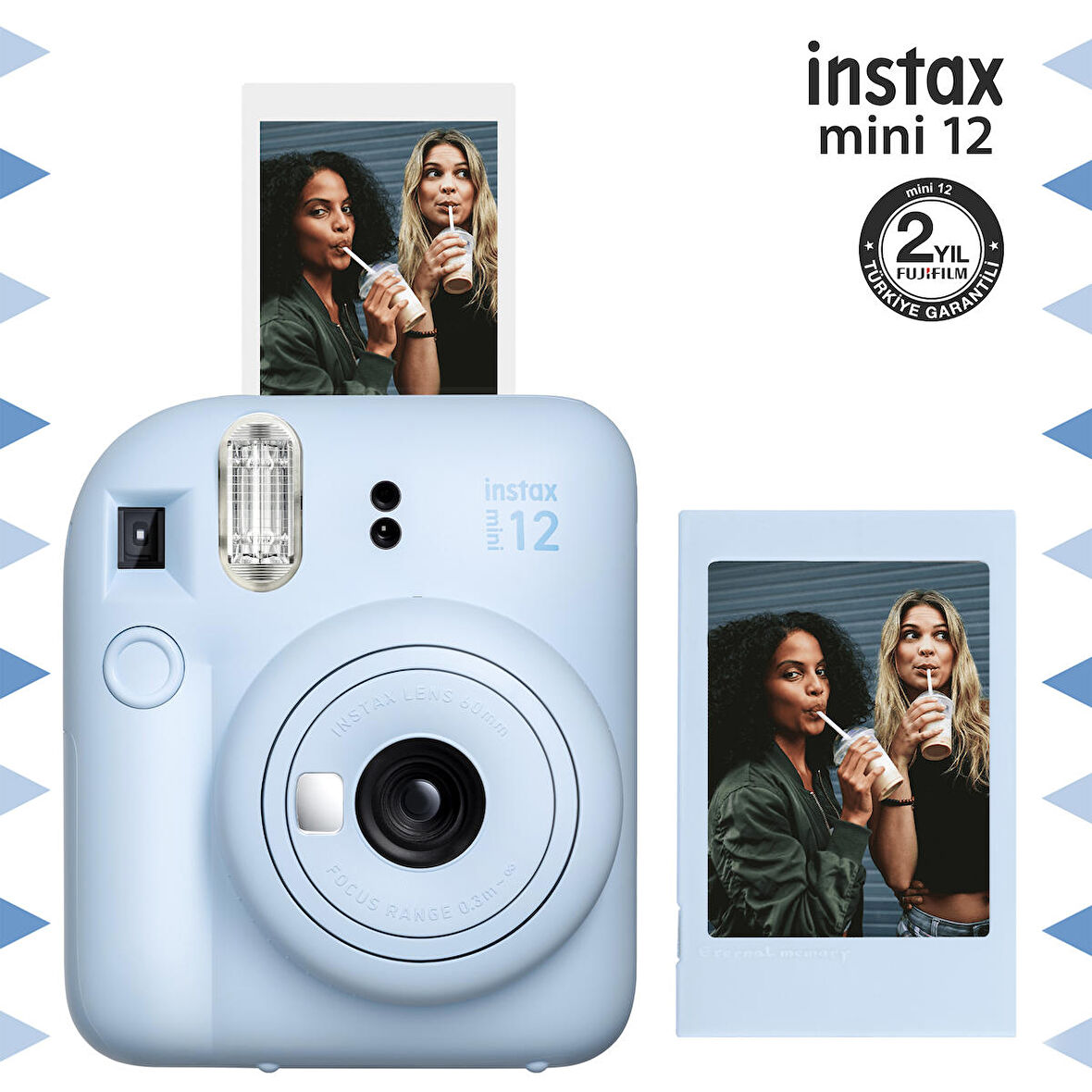 Instax mini 12 Mavi Fotoğraf Makinesi ve Fotoğraf Çerçeve Seti