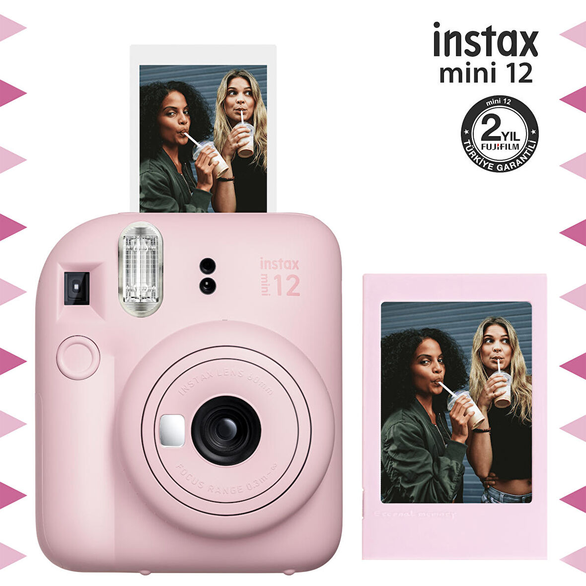 Instax mini 12 Pembe Fotoğraf Makinesi ve Fotoğraf Çerçeve Seti