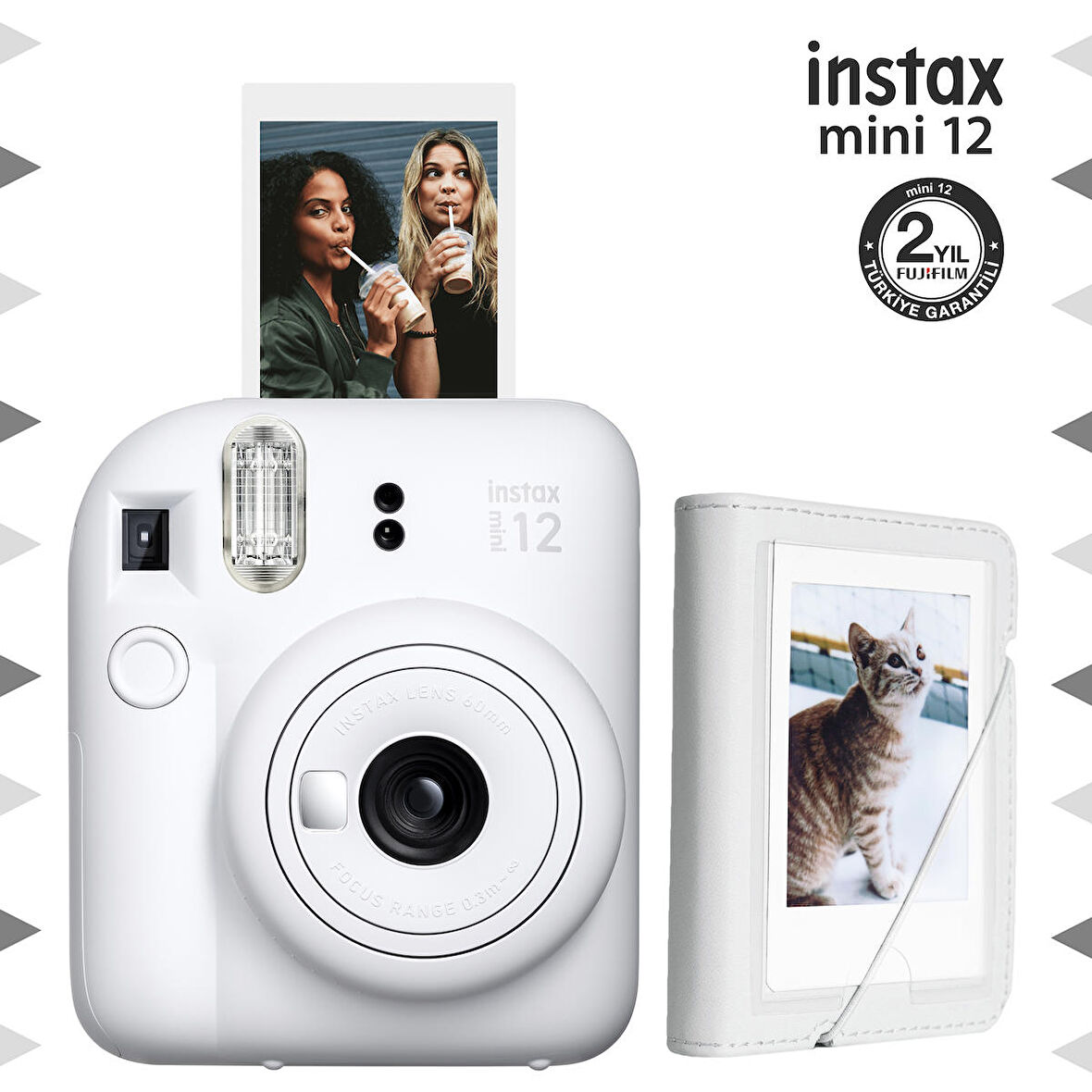 Instax mini 12 Beyaz Fotoğraf Makinesi ve 28'li Mini Albüm Seti