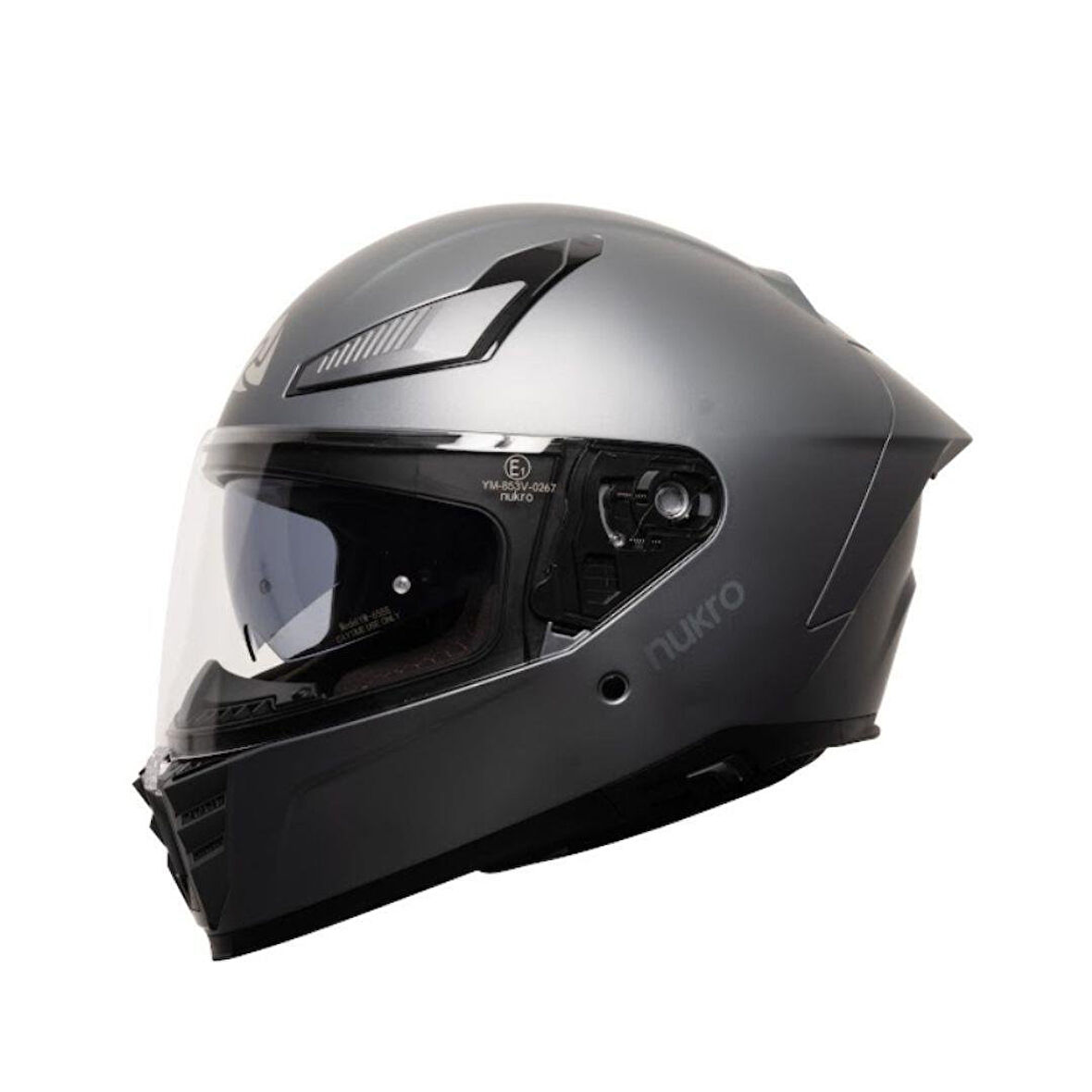 Nukro 853 Solid Matt Silver Full Face Motosiklet Kaskı
