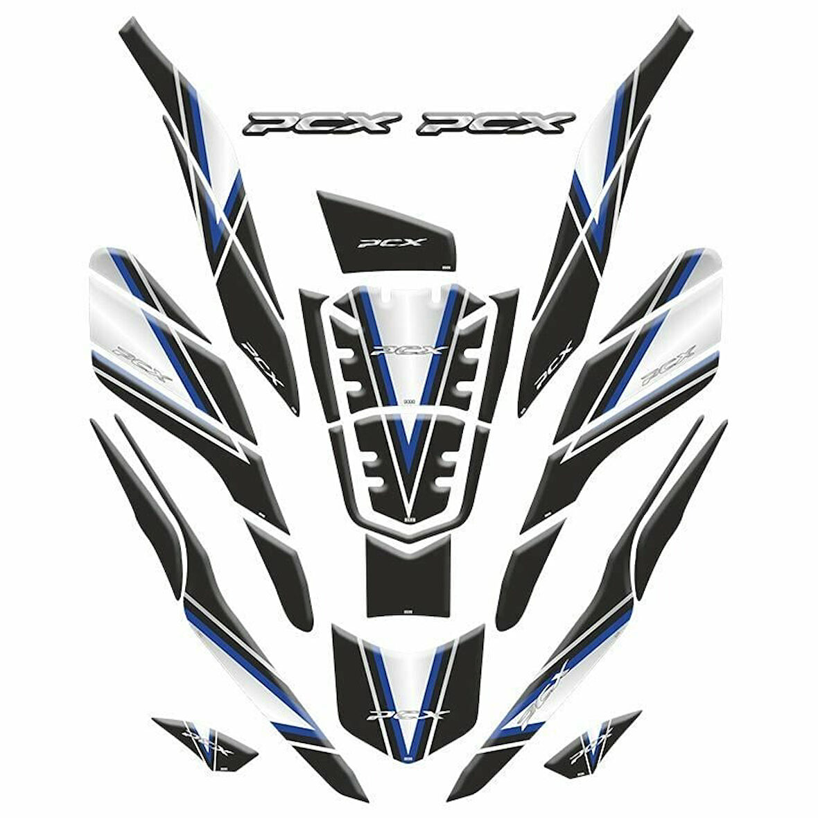 Gogo Honda PCX (2020-2024) Tank Pad Set 010 Siyah/Mavi/Gri