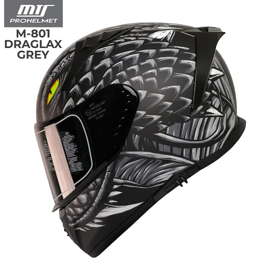 MTS 801 Draglax Grey Full Face Motosiklet Kaskı
