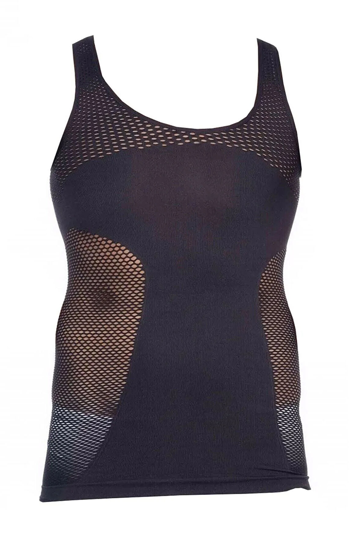 Erkek Siyah Dikişsiz File Atlet Korse E1006