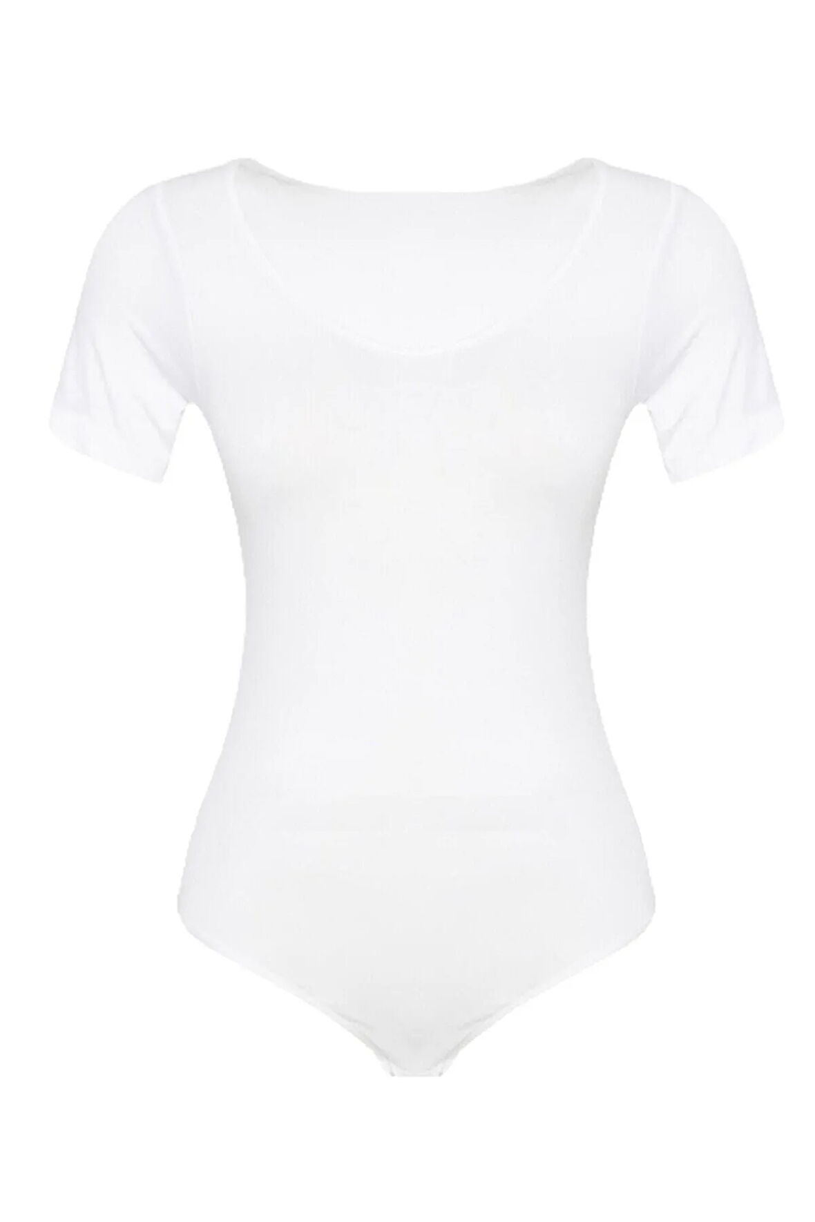 Kadın Beyaz Seamless Yarım Kollu Çıtçıtlı Body 1926b