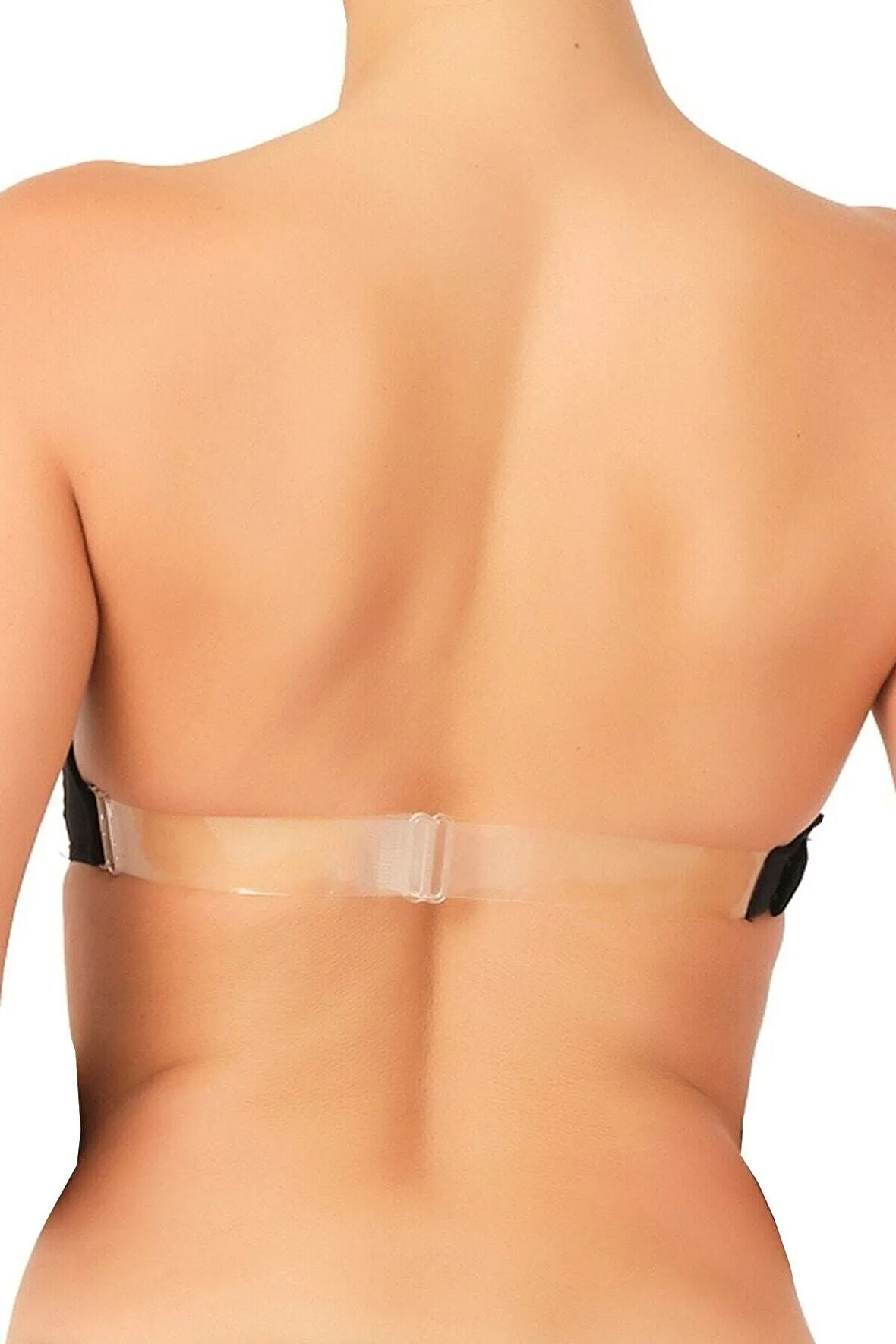 Kadın Siyah Sırtı Şeffaf Desteksiz Straplez Sütyen 701