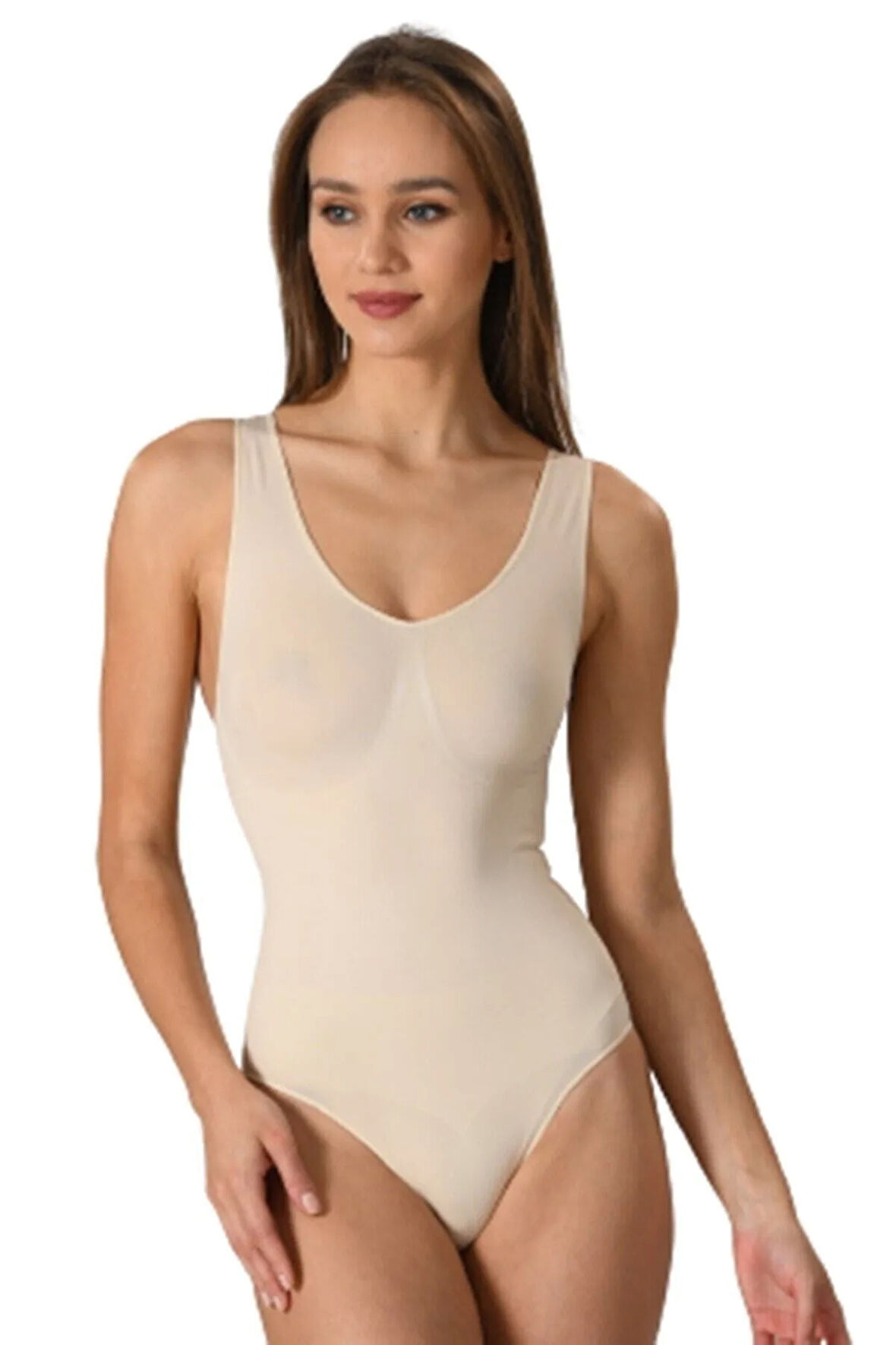 Kadın Ten Kalın Askılı Slip Boy Korse 2018