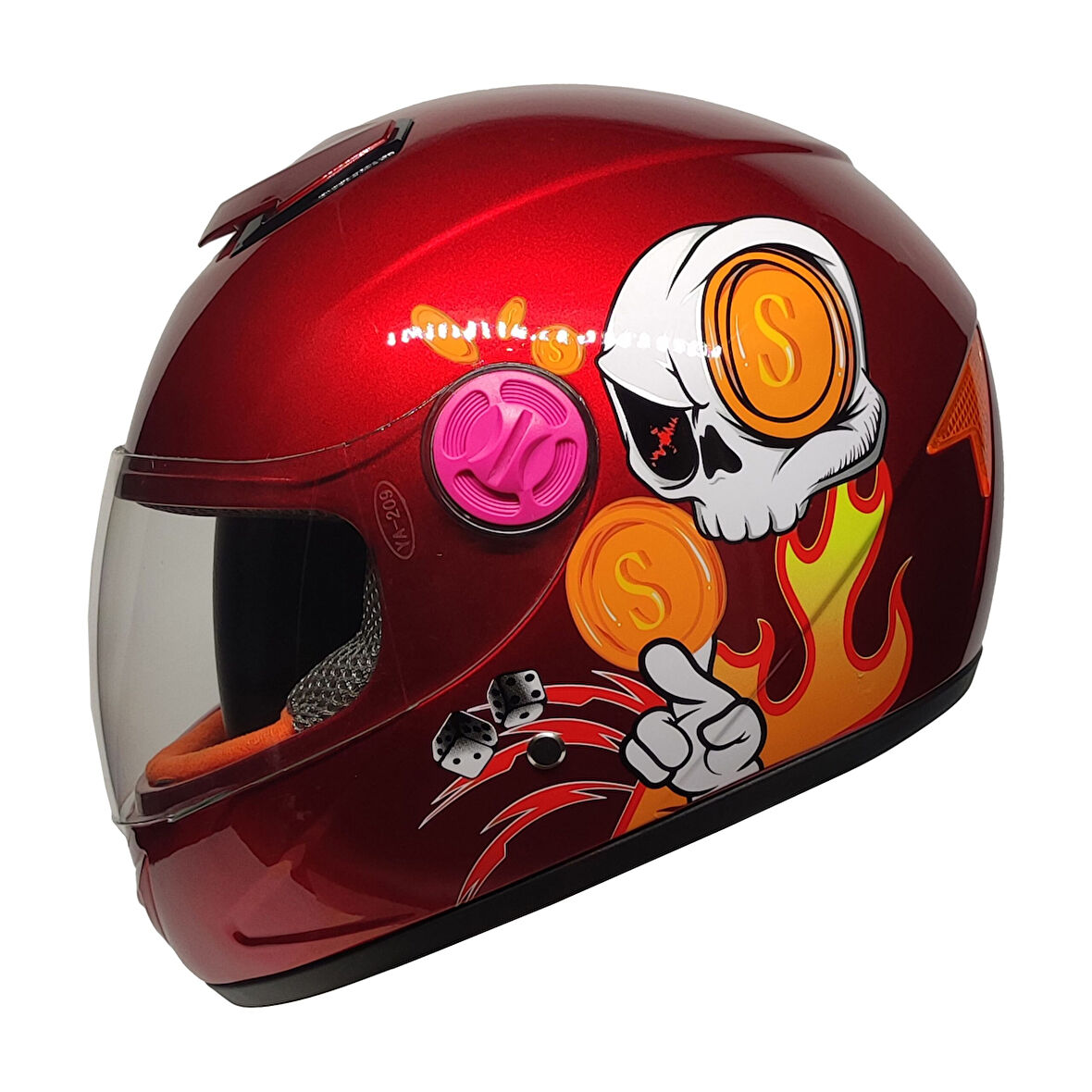 MTS Full Face Motosiklet Çocuk Kaskı K6 Skull Red