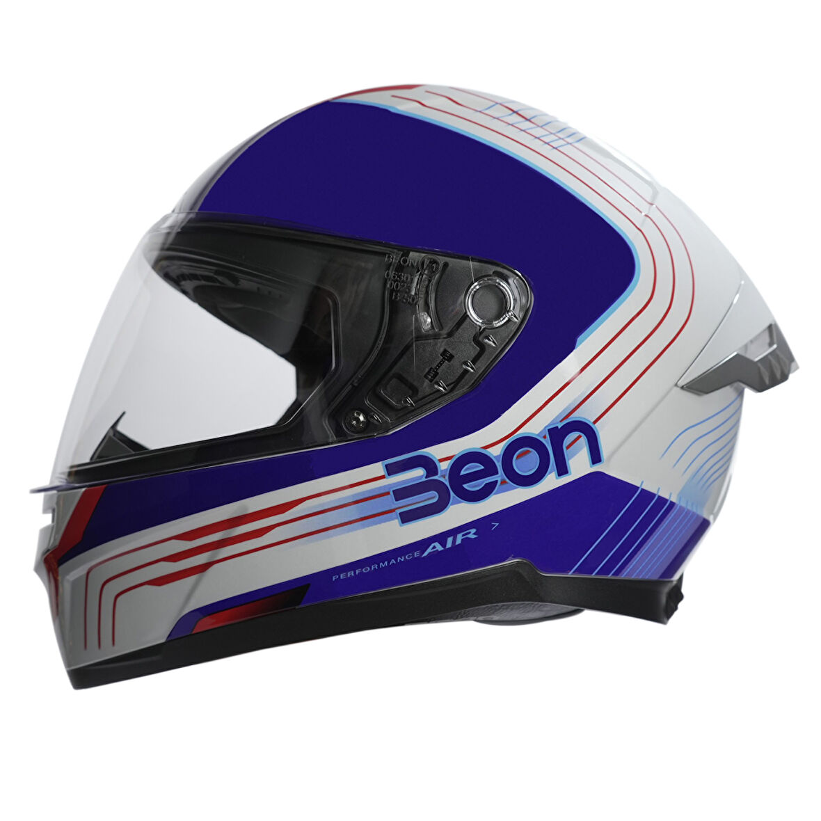 Beon B-507 Full Face Motosiklet Kaskı FF04 Beyaz/Mavi/Kırmızı