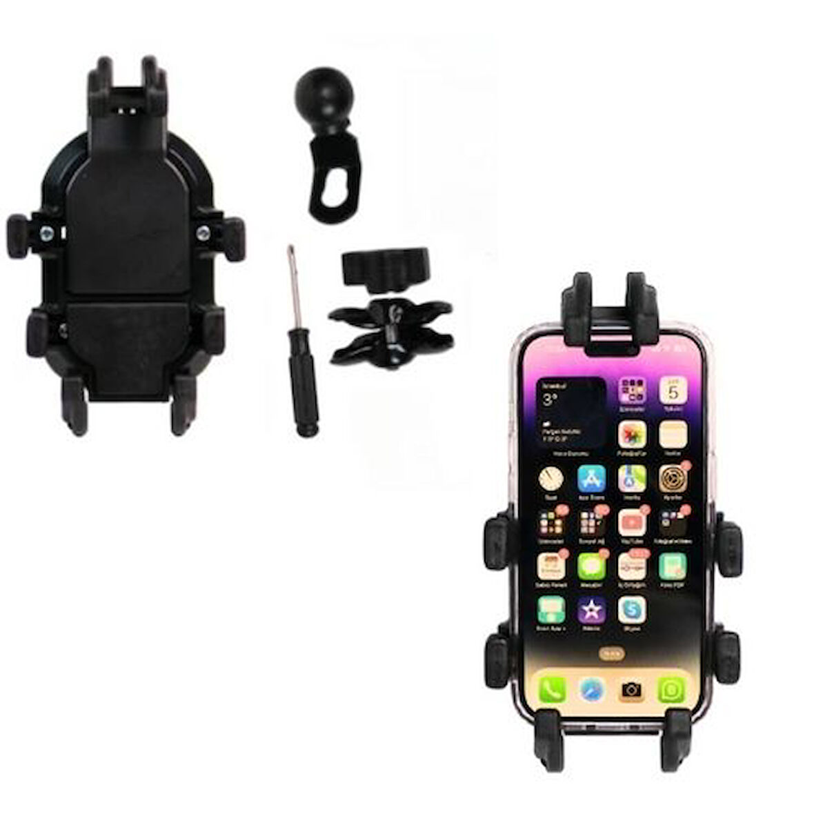 Gear5 Motosiklet Delüx Telefon Tutucu Ayna Bağlantılı Titreşim Modüllü TT2