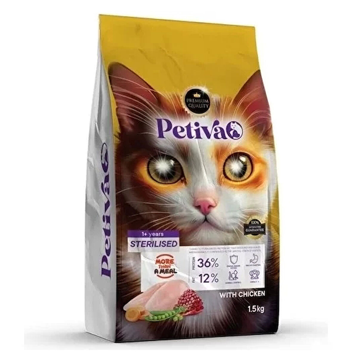 Petiva Kısırlaştırılmış Tavuklu Kedi Maması 1.5Kg