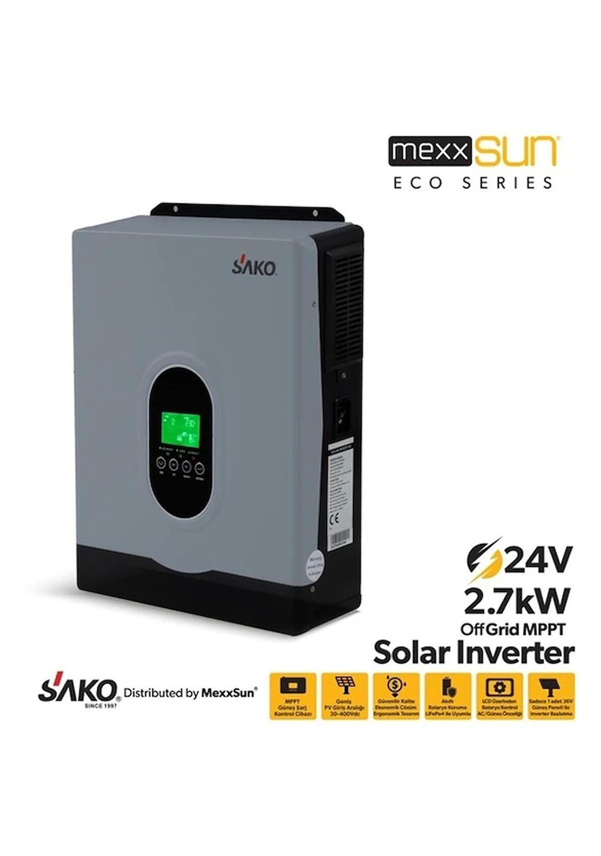 SAKO E-SUN 24 Volt 2.7 KW Tam Sinüs Mppt Akıllı İnverter 450 VDC