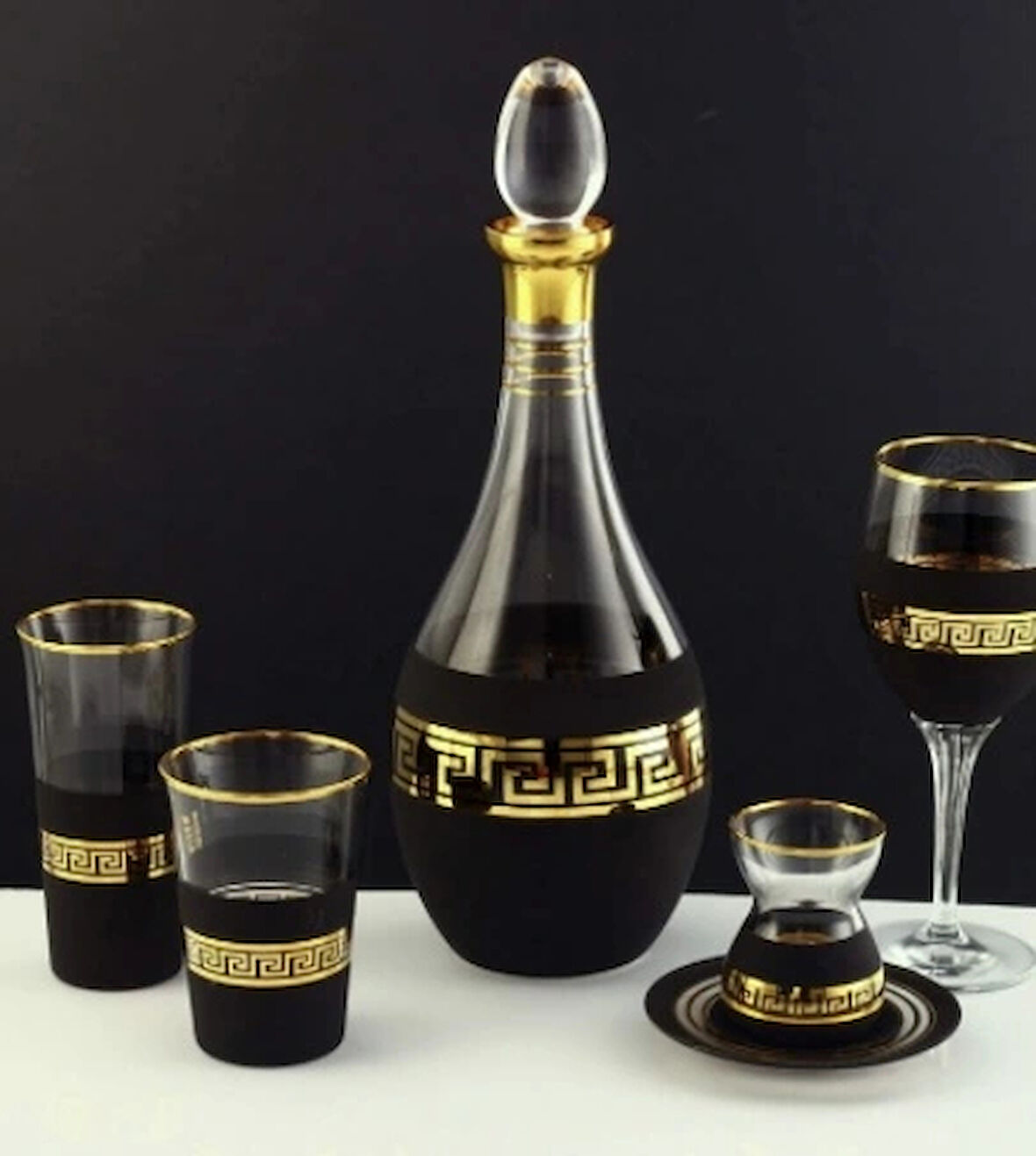 SOFRA TAKIMI ORGANİK BOYA BY ANTİK SİYAH ALTIN DEKOR 31 PARÇA 6 KİŞİLİK