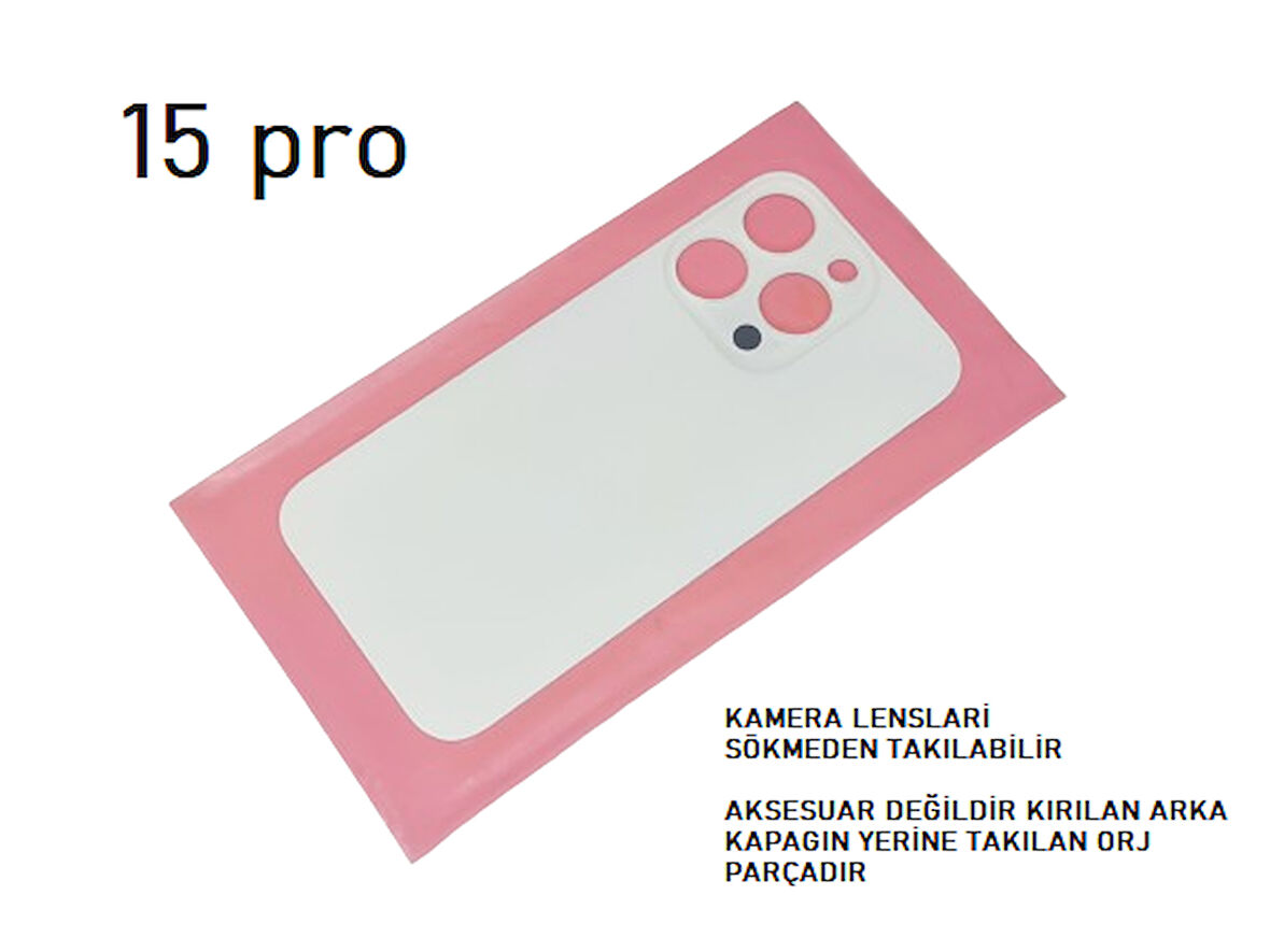 iPhone 15 PRO Arka Pil Batarya Kapağı (CAM) BEYAZ