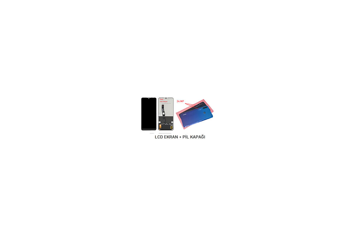 Huawei Uyumlu P30 Lite LCD Ekran + Arka Kapak 24 MP MAVİ