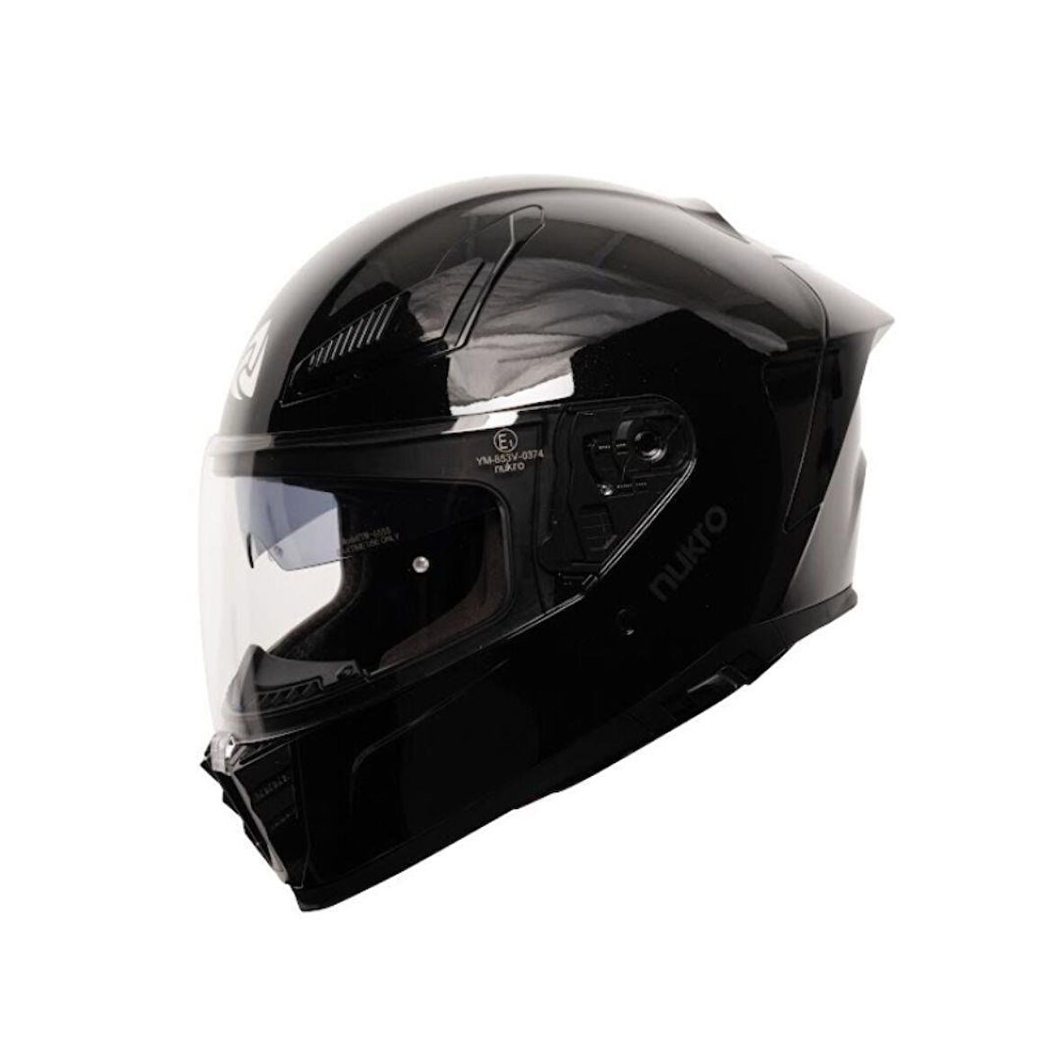 Nukro 853 Solid Gloss Black Full Face Motosiklet Kaskı