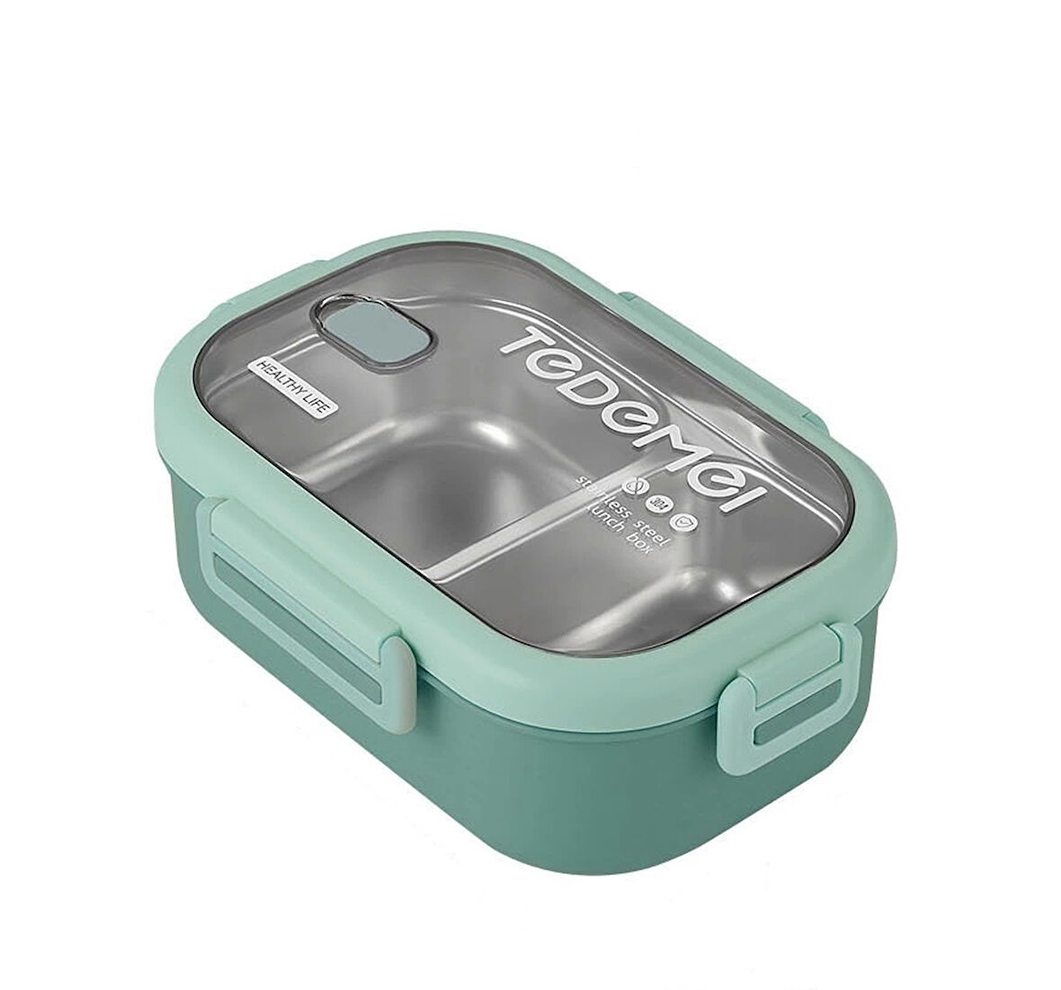 2 Bölmeli Paslanmaz Çelik Sızdırmaz Saklama Kabı Beslenme Kabı 0,85 Lt. Yeşil İthal Ürün