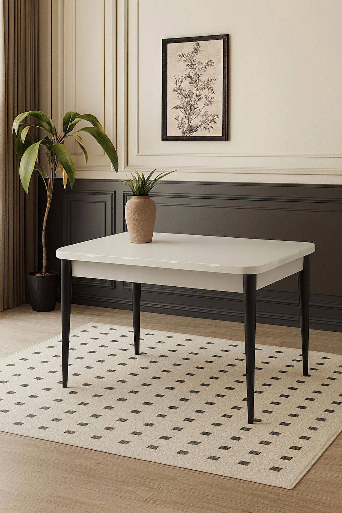 Kelebek Ortadan Açılır Büyüyen Yemek Masası Gri 80x130cm