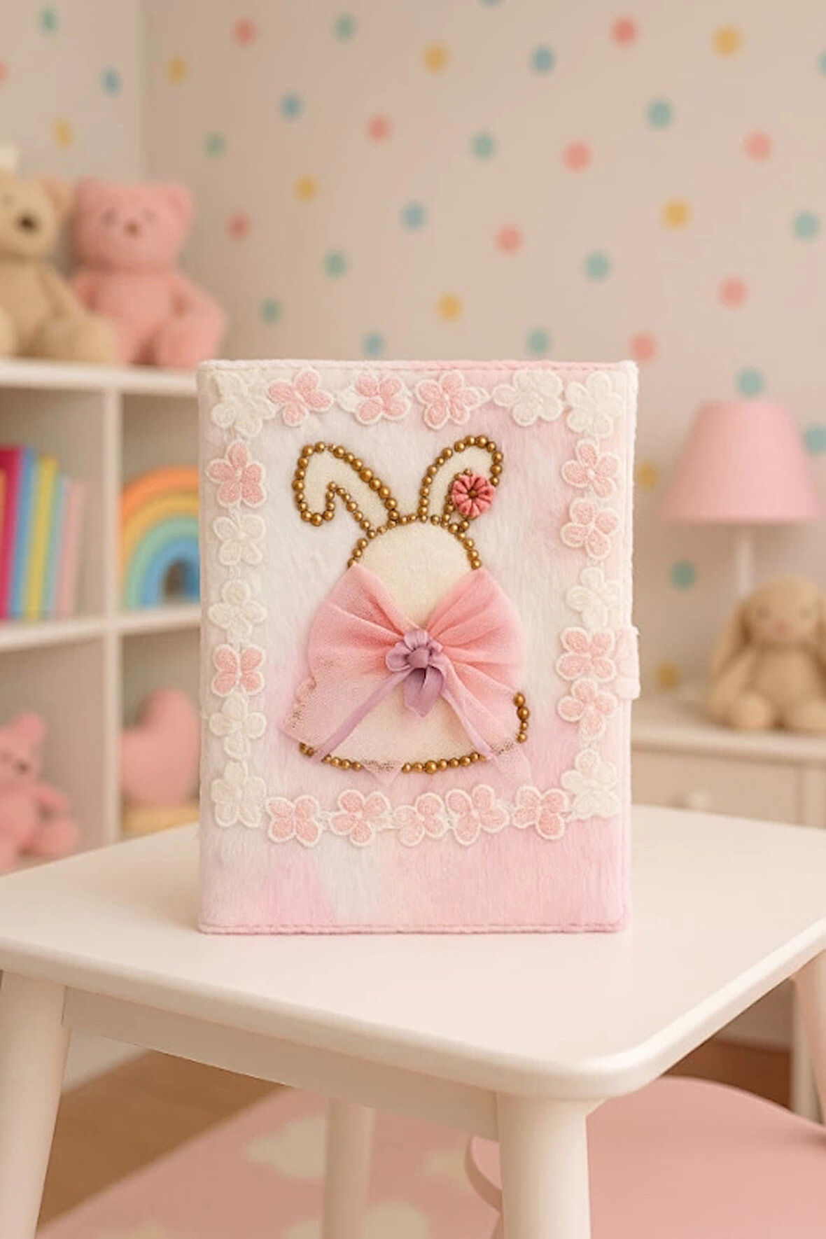 Çocuk Peluşlu Anı Defteri 80 Yaprak İthal Ürün Tavşan