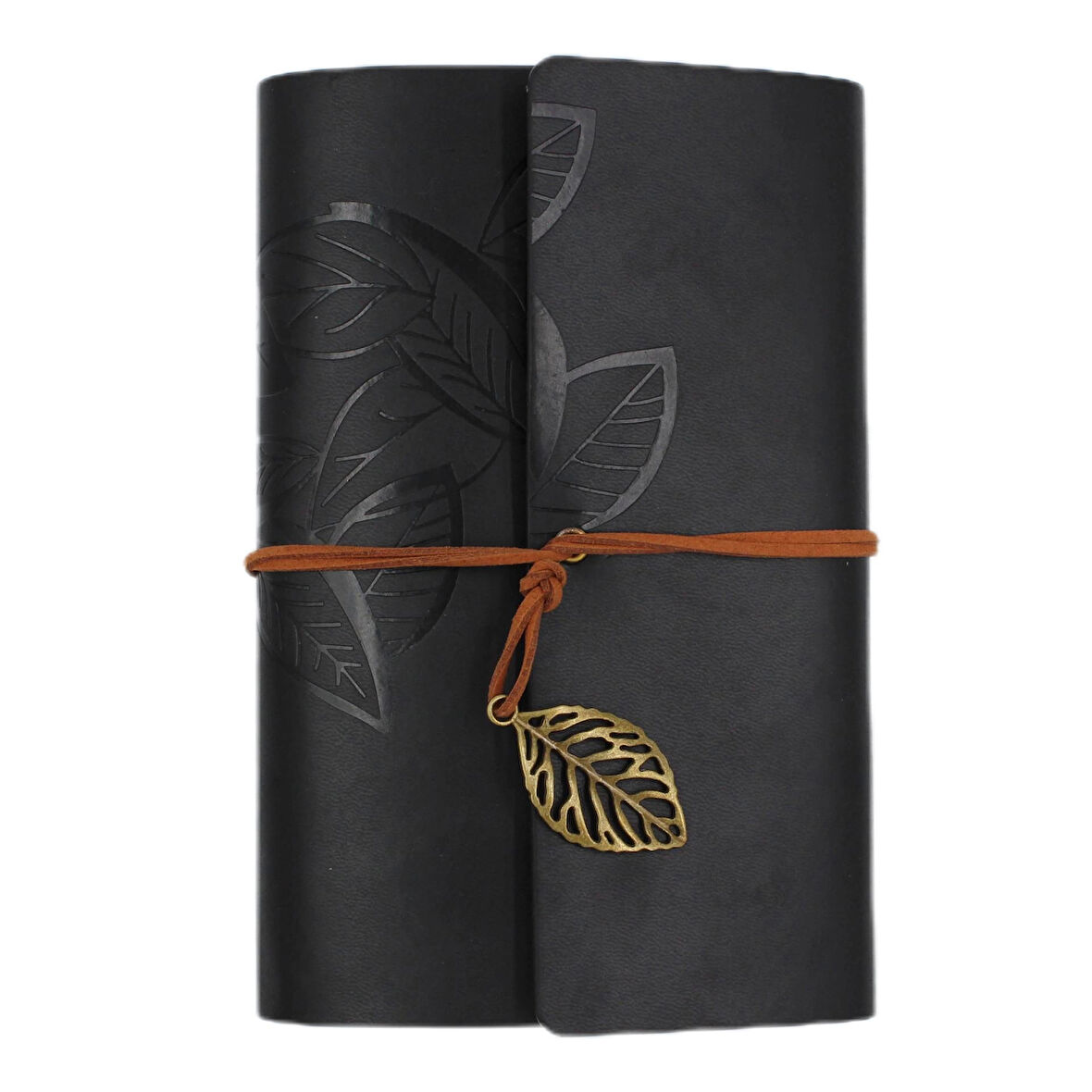 Deri Kapaklı Özel Tasarım Hediyelik Deri Kaplı Ajanda Anı Defteri Not Defteri Siyah İthal Ürün 19cm