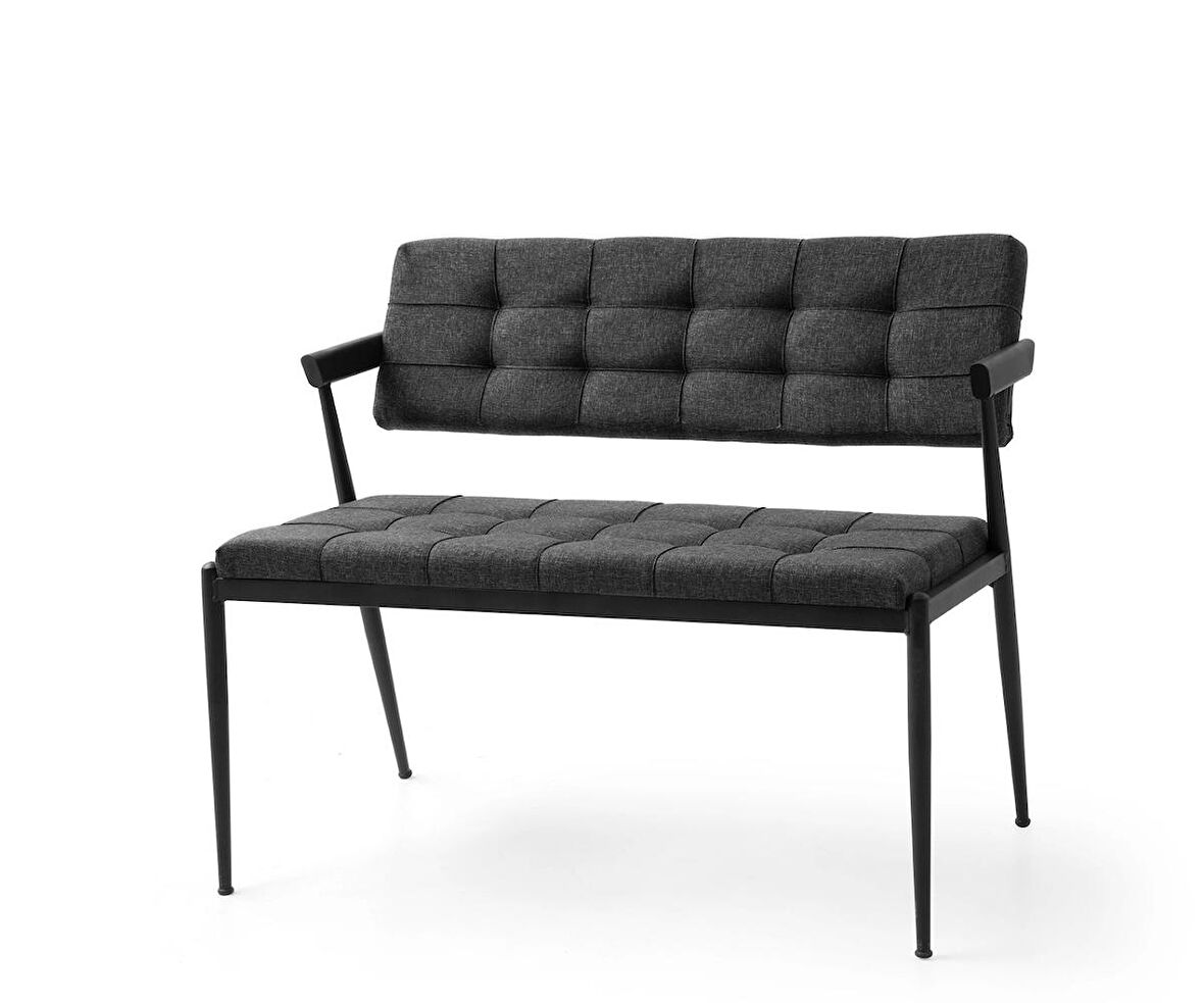 Sırtlı Bench Puf Metal Ayaklı Keten Kumaş 40x95cm