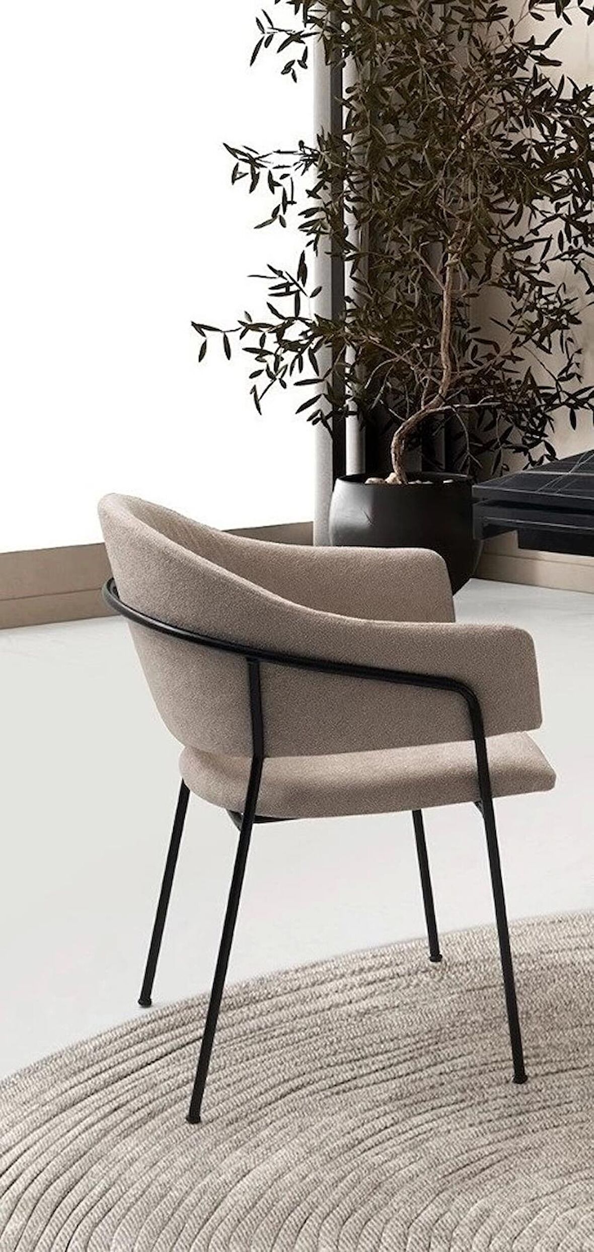 EVRM Metal Ayaklı Kumaş Salon Balkon ve Mutfak Sandalyesi 4 ADET