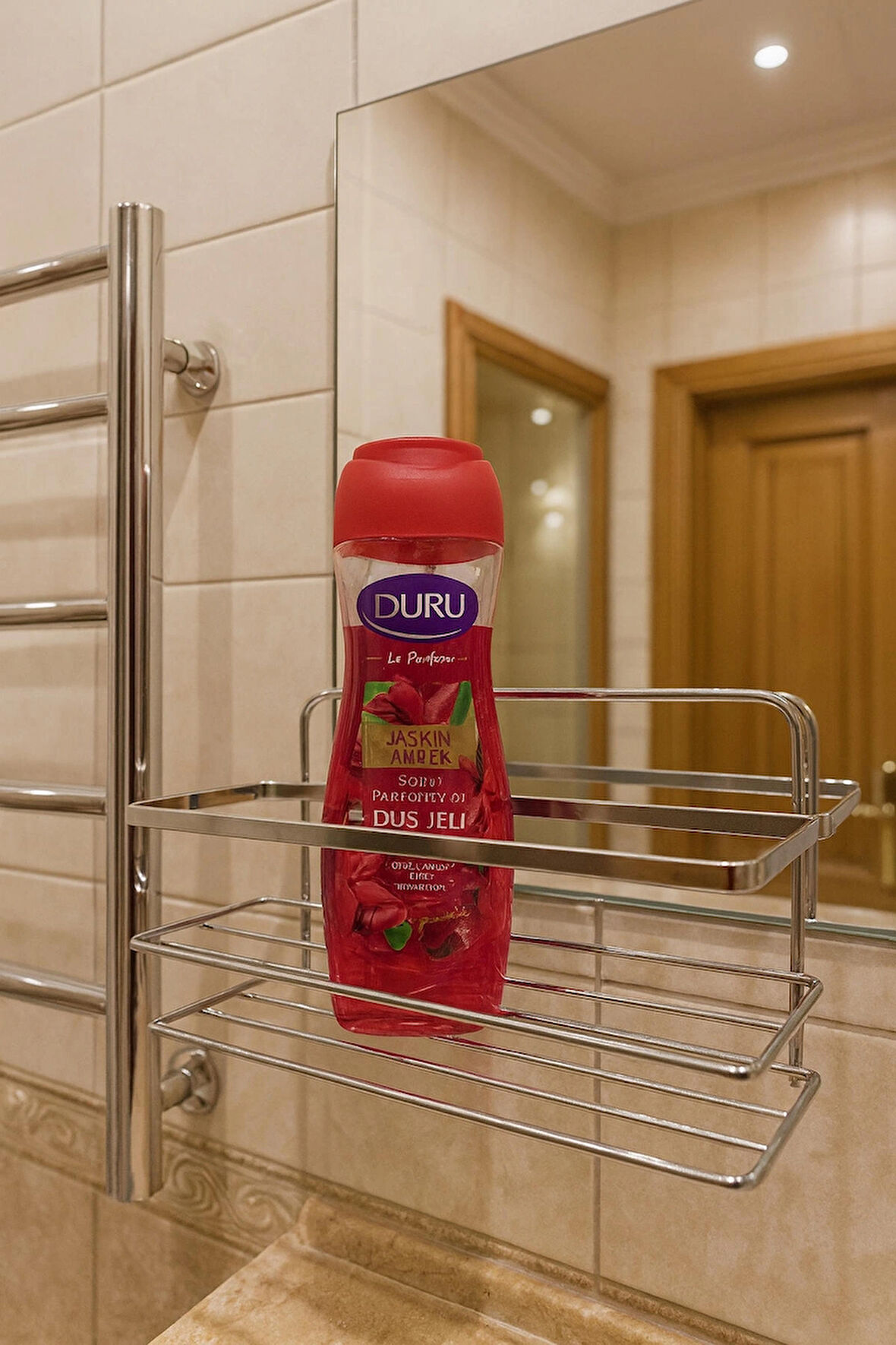 Banyo Köşe Rafı Lamalı Tek Katlı Şampuanlık Hem Vidalı Hem Yapışkan Stickerlı Krom