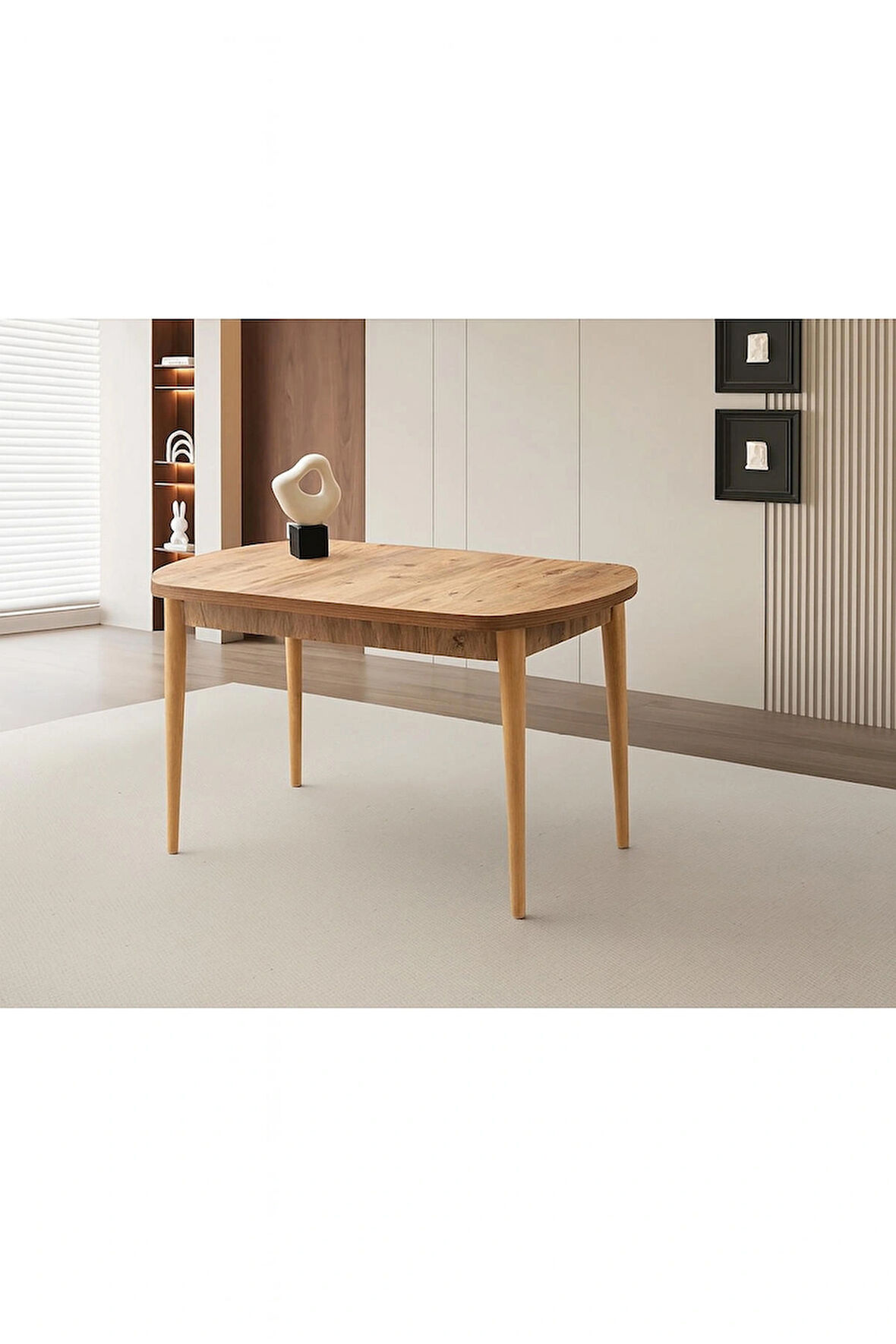 Ortadan Açılır Ahşap Yemek Masası Gizli Kaşıklık Bölmeli 80cm x 140cm DİŞ BUDAK -SADECE MASA FİYATIDIR