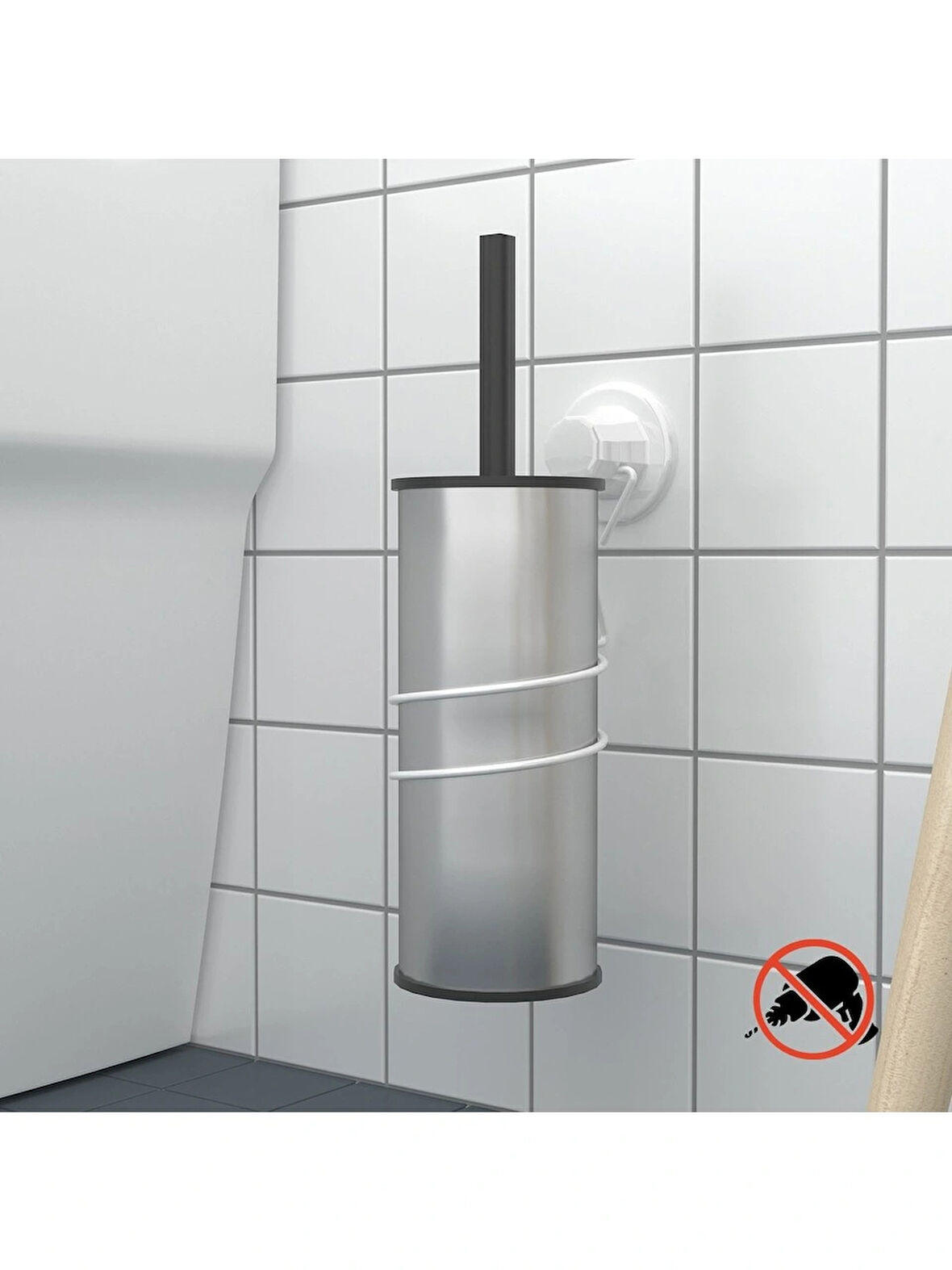 Vakumlu Duvara Monte Klozet Fırçası Beyaz