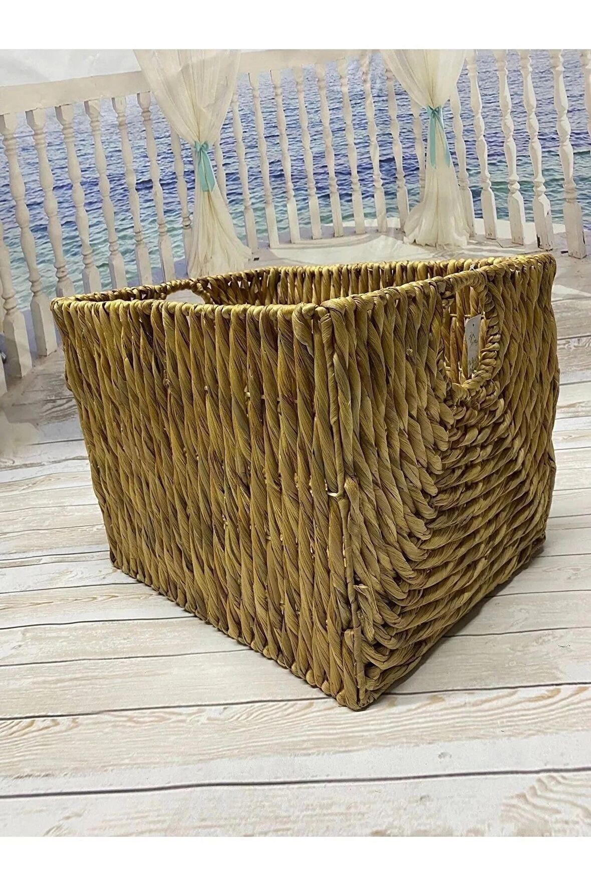 Dekoratif Dikdörtgen Sepet Düzenleyici Sele 39x32x29 cm