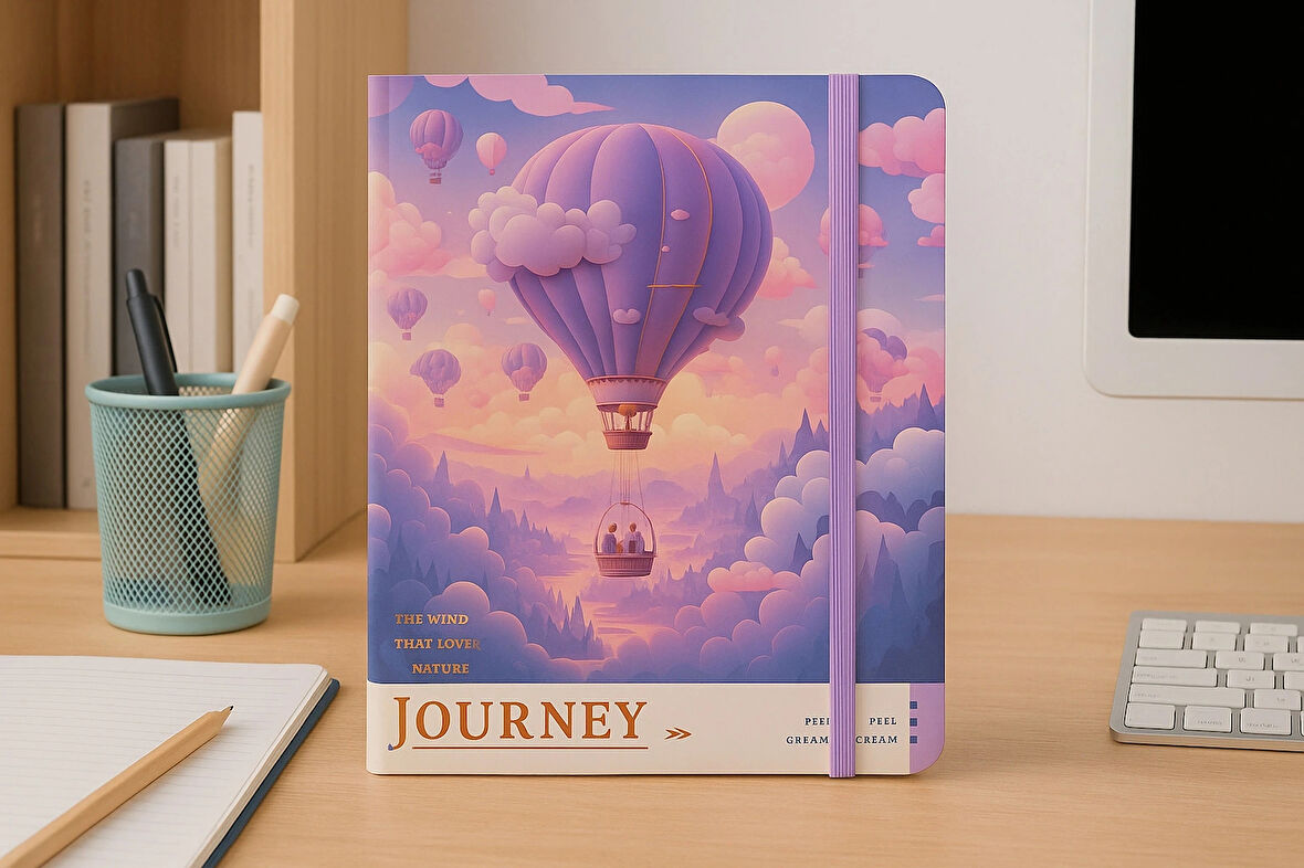 Ajanda Günlük Çizgili Not Defteri Notebook Mor Balon