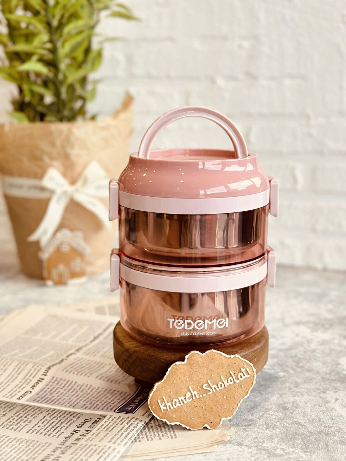 2 Katlı Paslanmaz Çelik Sızdırmaz Saklama Kabı Beslenme Kabı 1,6 Lt. Pembe İthal Ürün