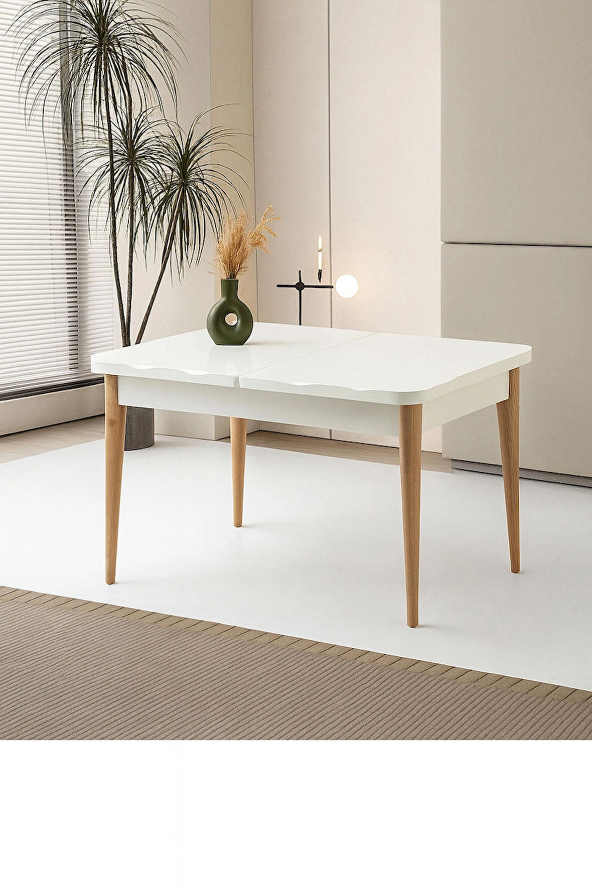 Kelebek Ortadan Açılır Büyüyen Yemek Masası Beyaz 90x160cm