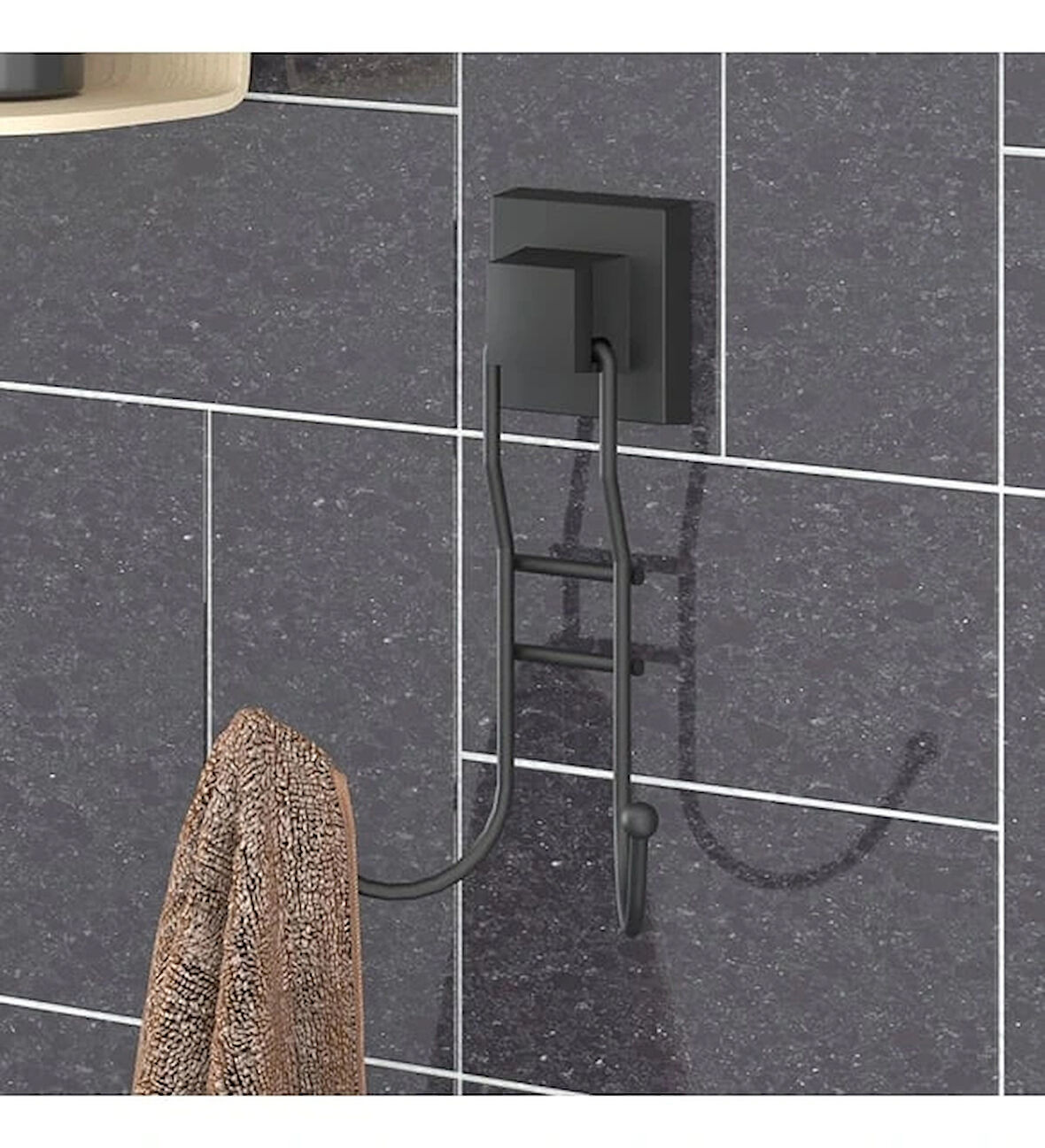 Banyo Havlu Askısı 2 Kancalı Paslanmaz Siyah EasyFix
